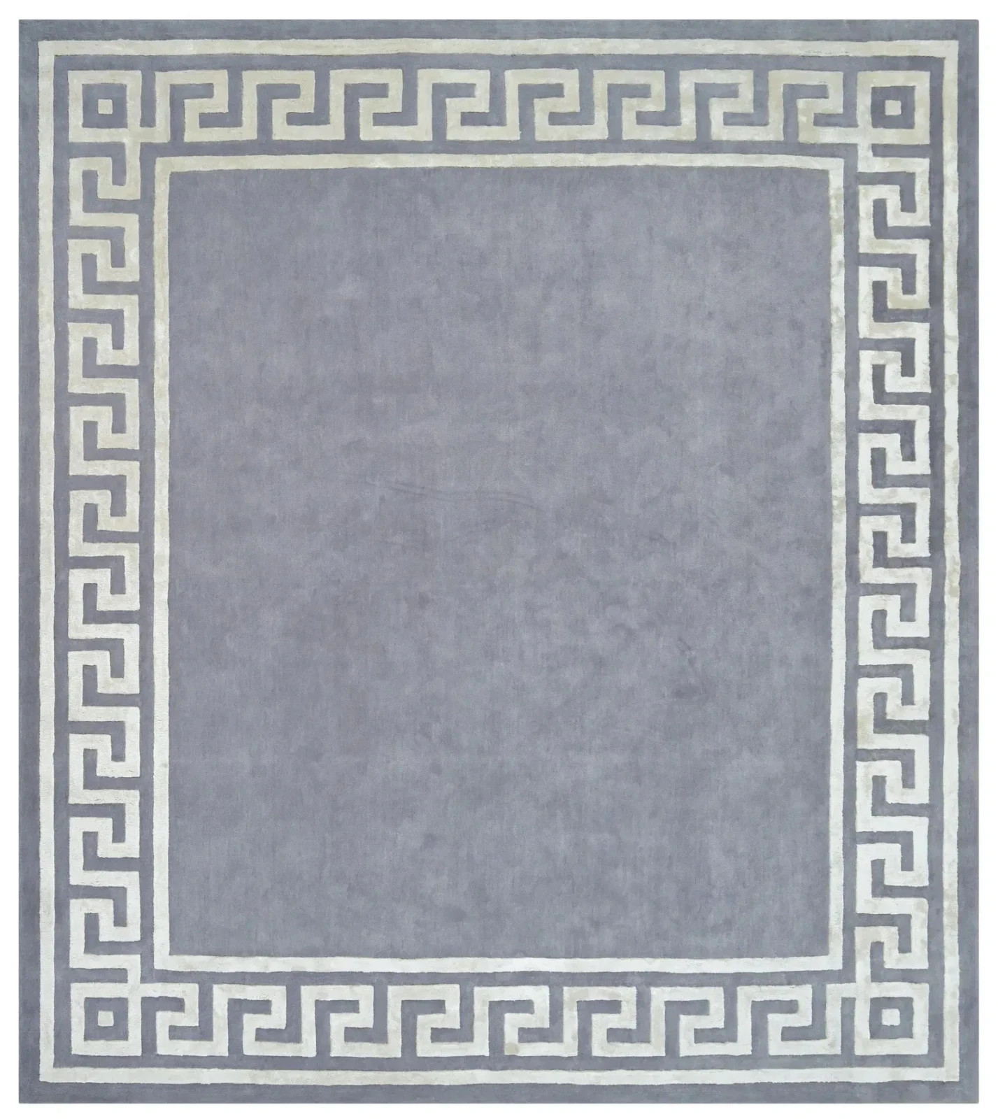 Hand Tufted Nz Wool Grey Wool Rug: Modern Greek Key Border Design carpet