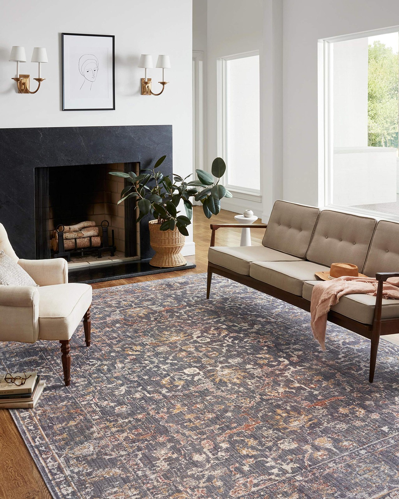 Chris Loves Julia Rosemarie Graphite/Multi 6′-3″ x 9′ Area Rug