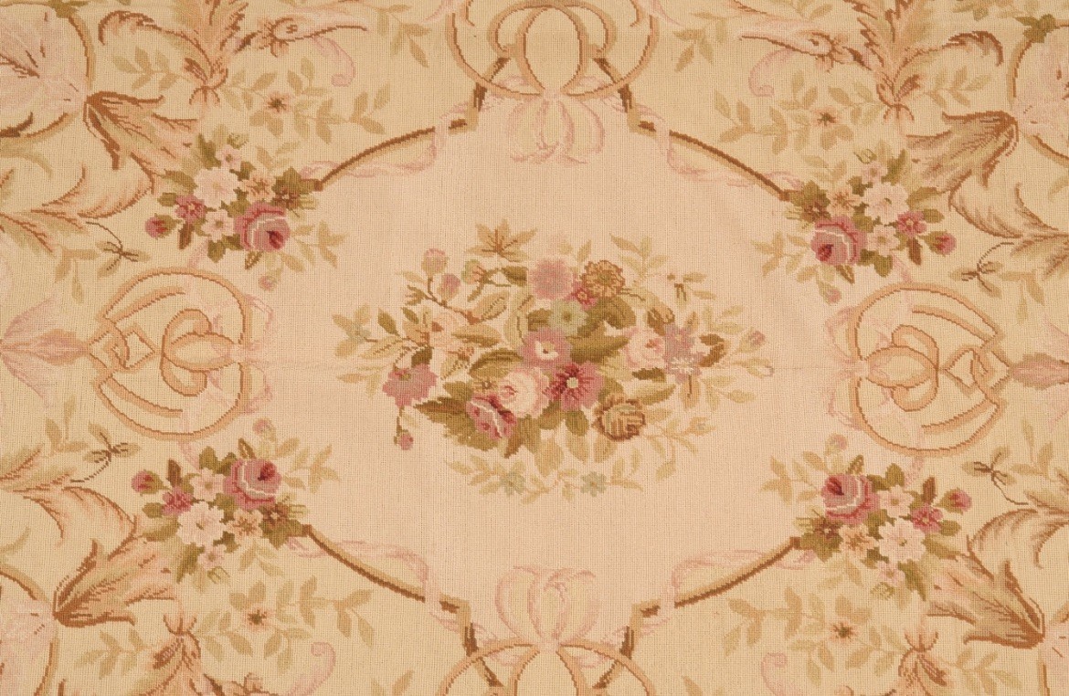 French Antique Aubusson Needlepoint Rug 9 ft. 5 in. x 6 ft. Perfect Condition