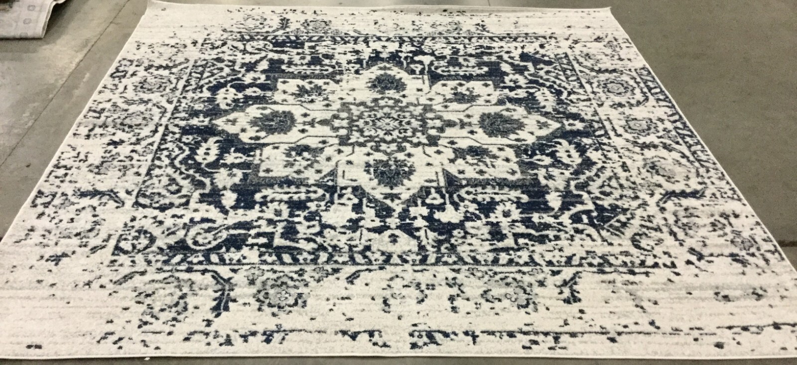 CREAM / NAVY 9′ X 9′ Square Flaw in Rug, Reduced Price 1172655285 MAD603D-9SQ