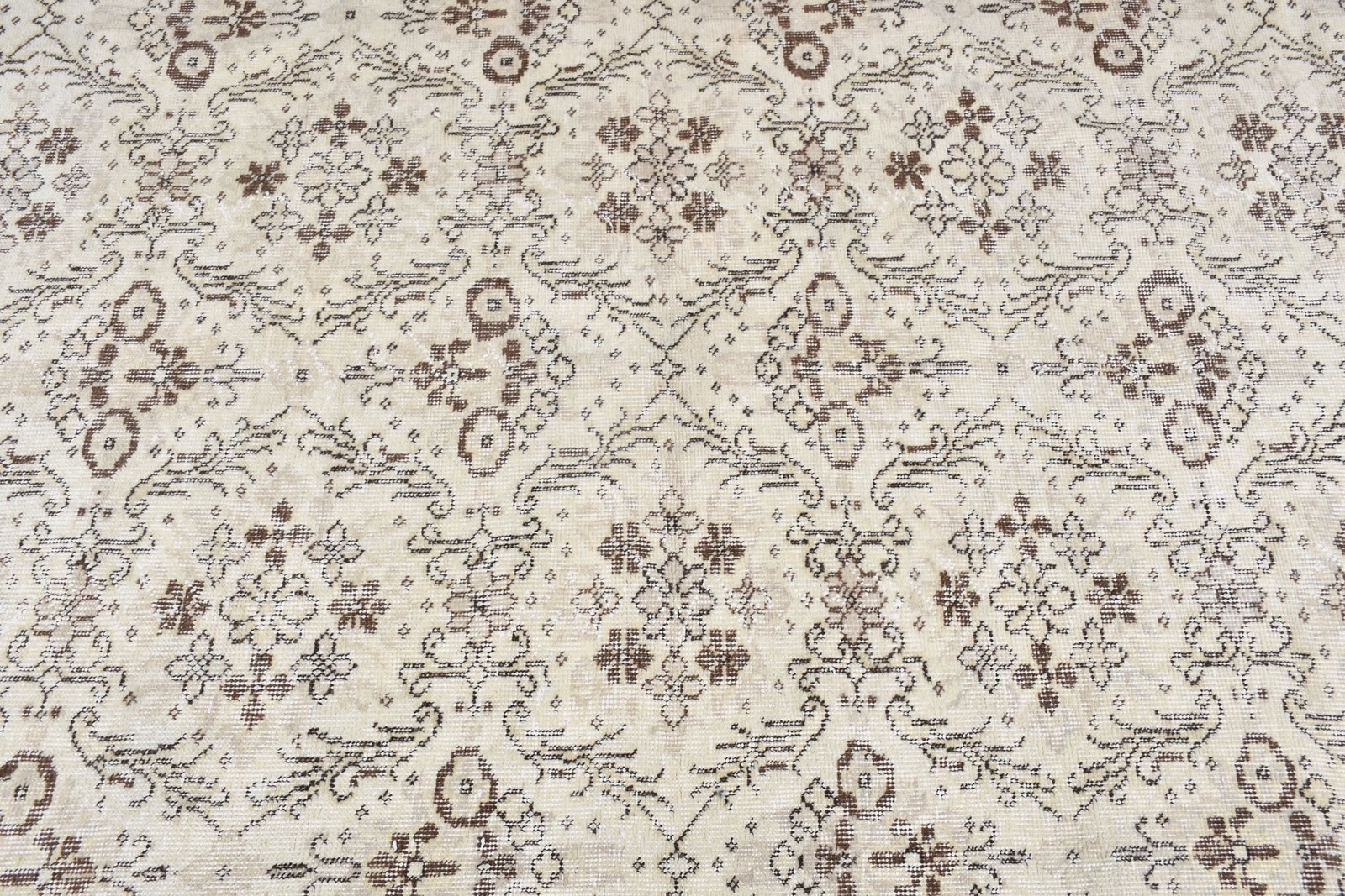 Vintage Turkish Rug, 4×6,7 ft Rug, White Camouflage Wool Rug