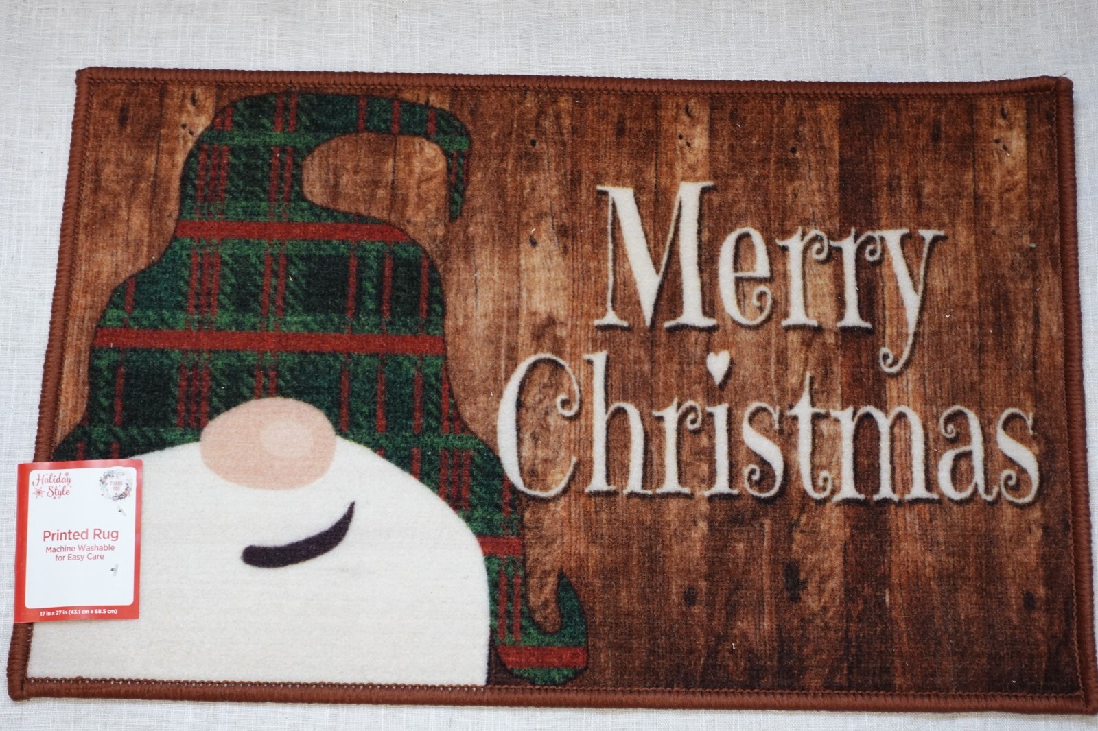 Gnome Merry Christmas Printed Rug 17×27 Indoor Machine Washable Rug New