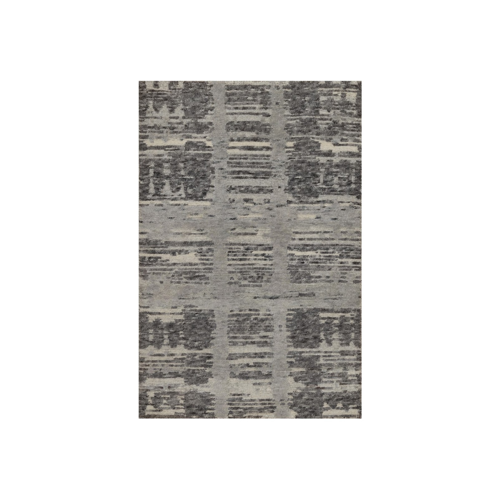 2’x3’1″ Gray Modern Mat Rug Criss Cross Erased Design Hand Knotted Wool 91811