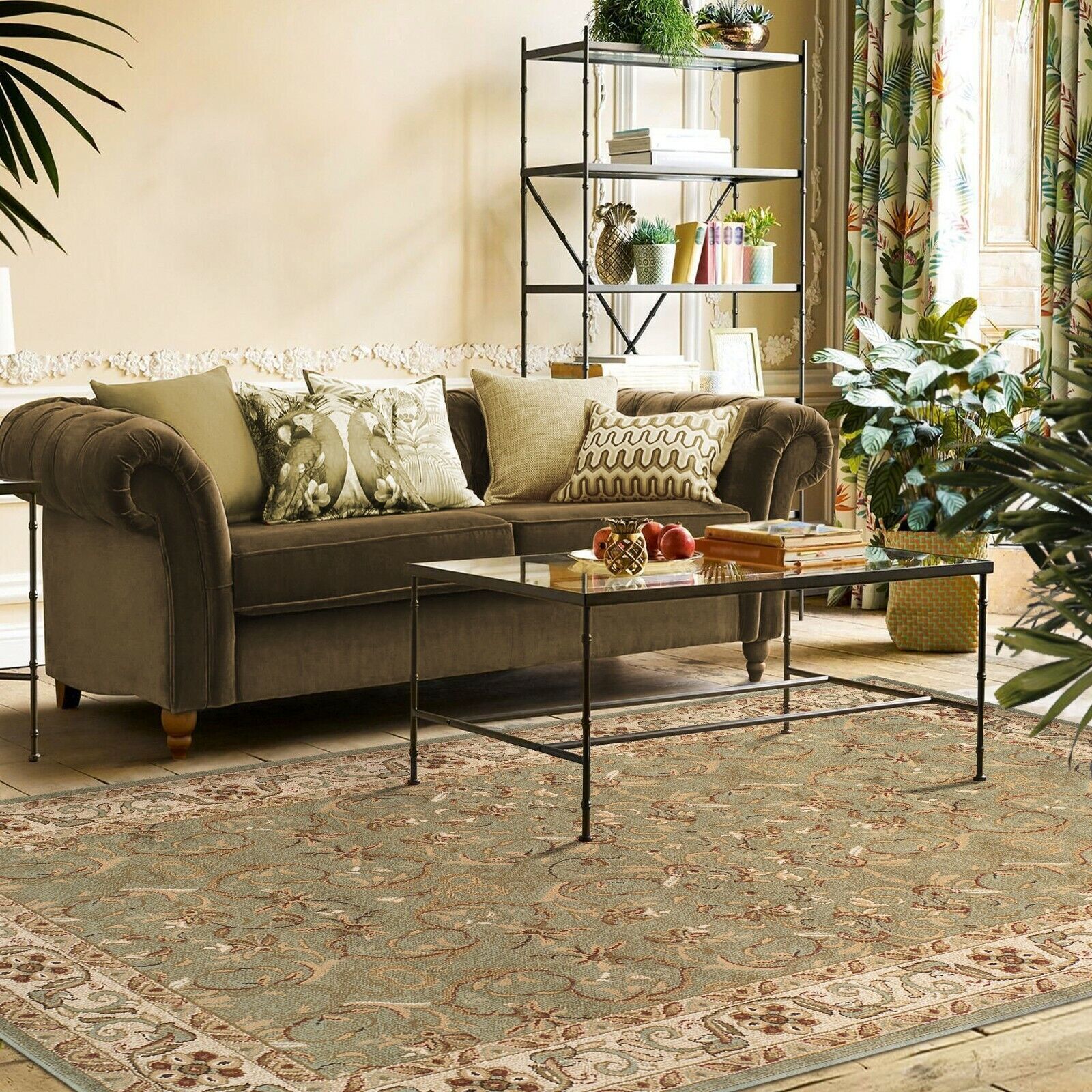 Traditional Scroll Floral Colorfast Runner Rugs Stain & Moth Resistant Area Rug