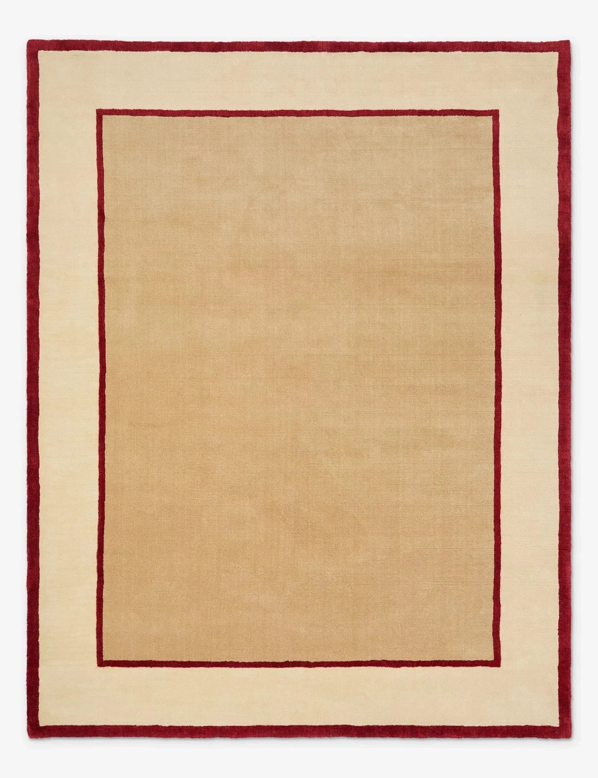 Luxury Handmade Wool Area Rug Beige with Red Border Modern Home Decor Carpet