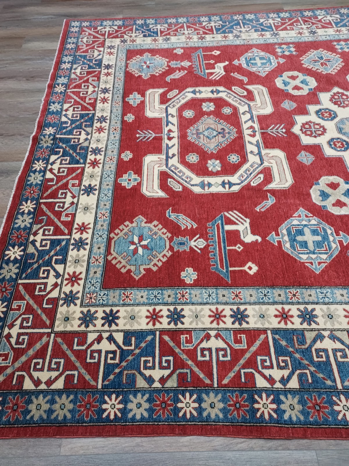 Anatolian Turkish Rug Geometric Kazak HandMade Anatolian Tribal Rug, 9×11.5Ft