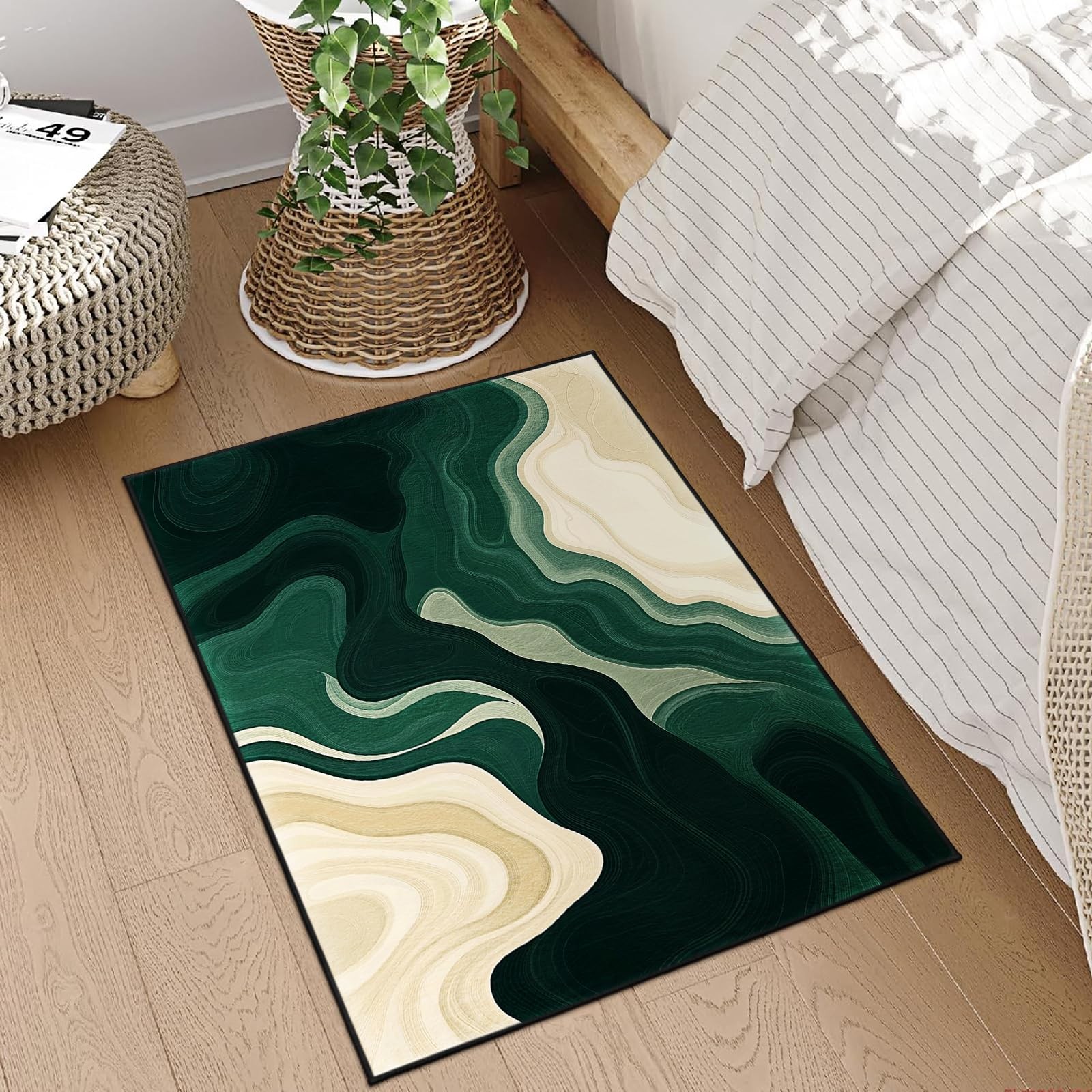 Green Washable Entryway Rug 2×3, Abstract Marble Accent Rugs, Non Slip Small …