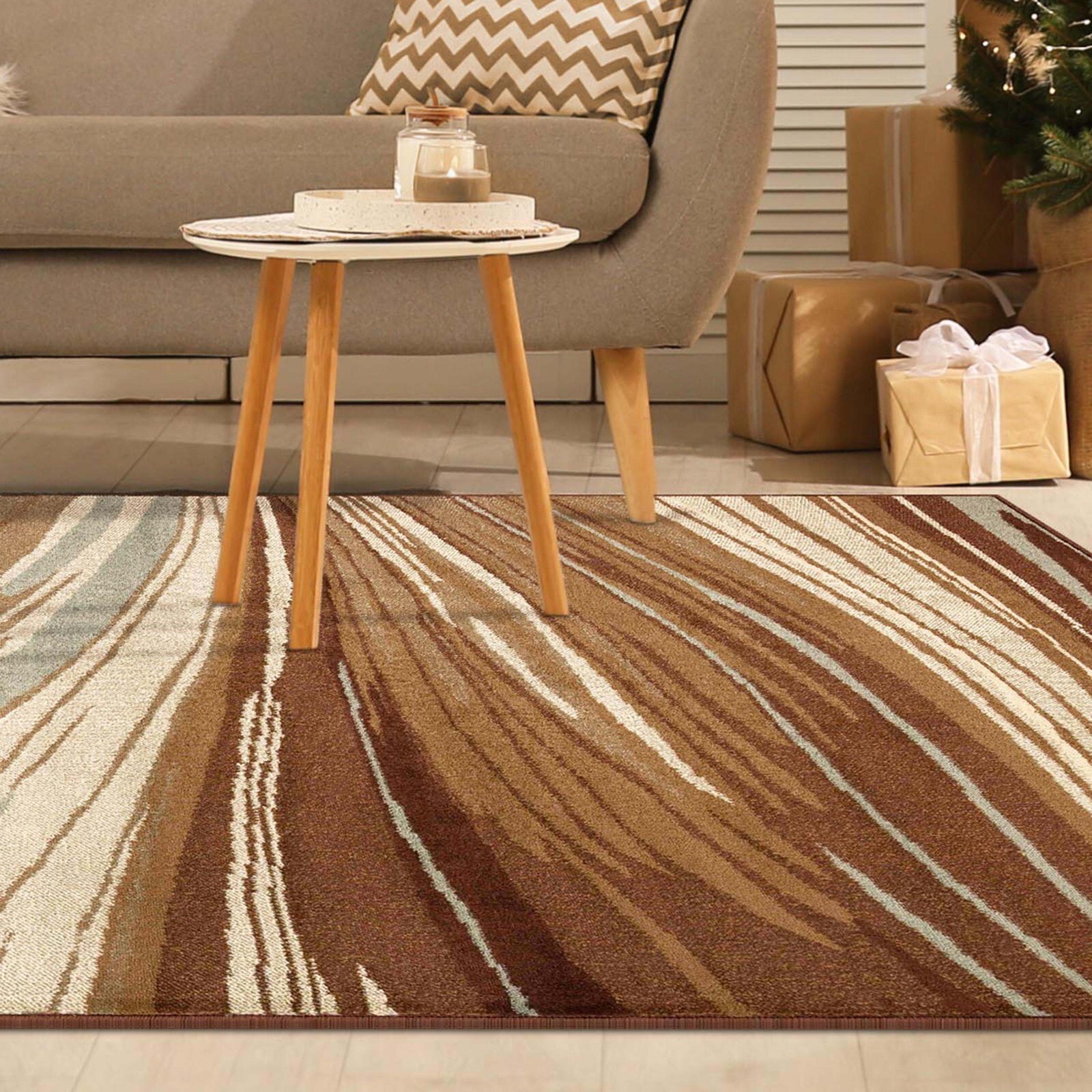 Ondes Modern Abstract Anti-Static Runner Power-Loomed Moth Proof Indoor Area Rug