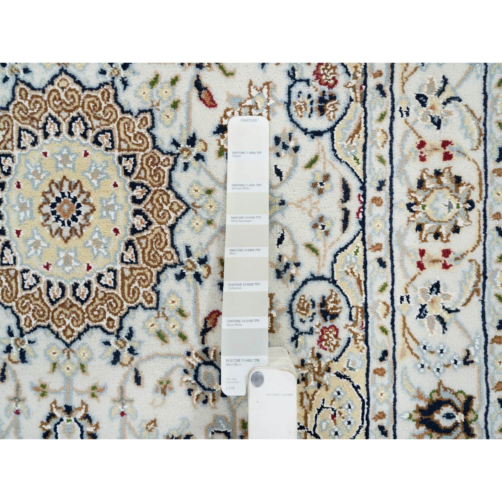 3’1″ x 3’1″ Ivory 250 KPSI Nain Wool and Silk Hand Knotted Square Rug R64757