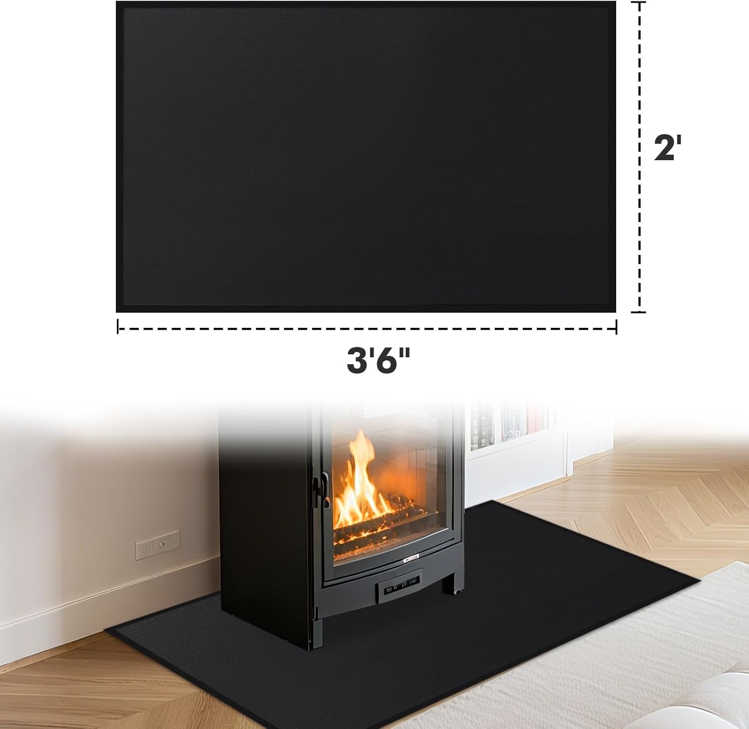 Fireplace Mat Hearth Rug Fireproof Fire Resistant 42×24 Inch Non Slip