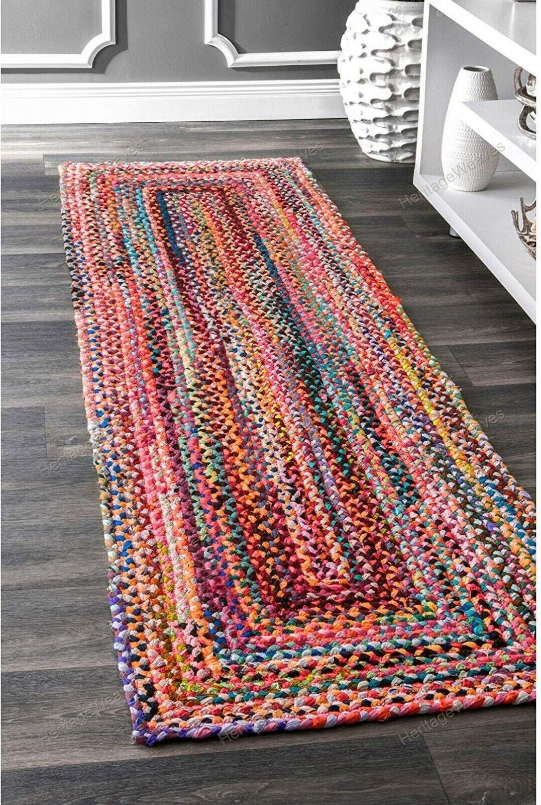 3 x 8 Feet Chindi Rugs Floor Hand-Woven Yoga Mat Area Rugs Mat Boho Carpet