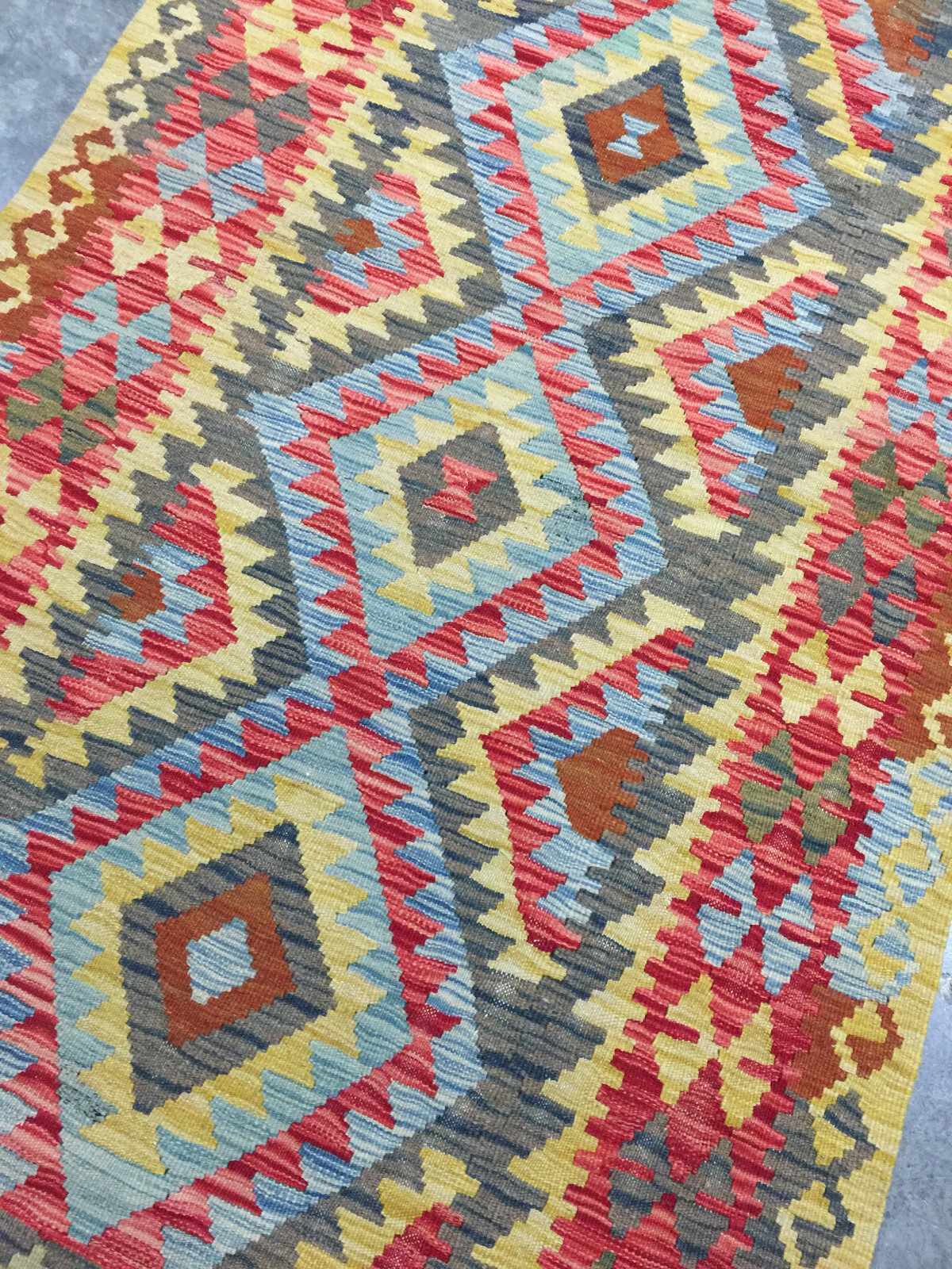 Wool Kilim Southwestern Hand woven Flat Weave Reversible 3’3×6’6 rug # 2 . *NEW*