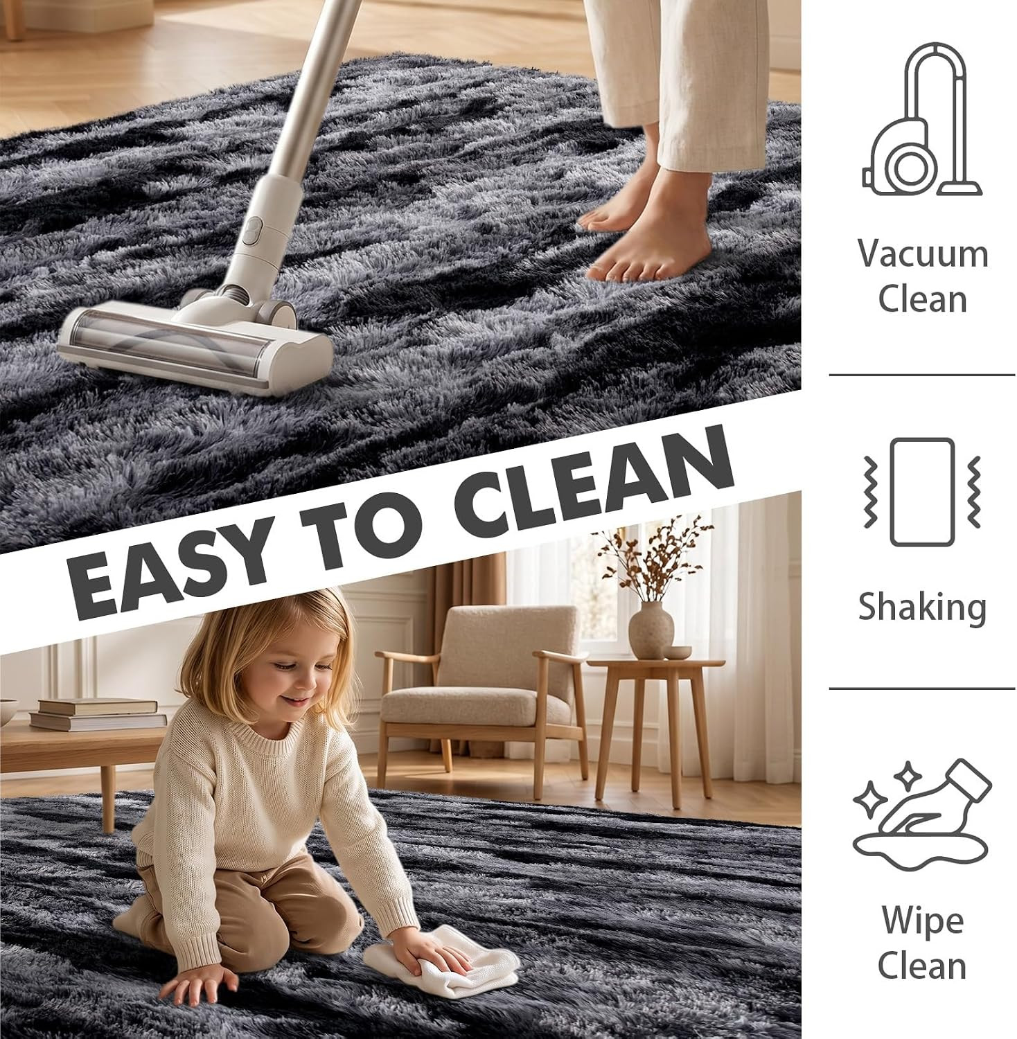 9X12 Ft Extra Large Shag Rugs for Living Room, Ultra Soft Fluffy Furry Area Rugs