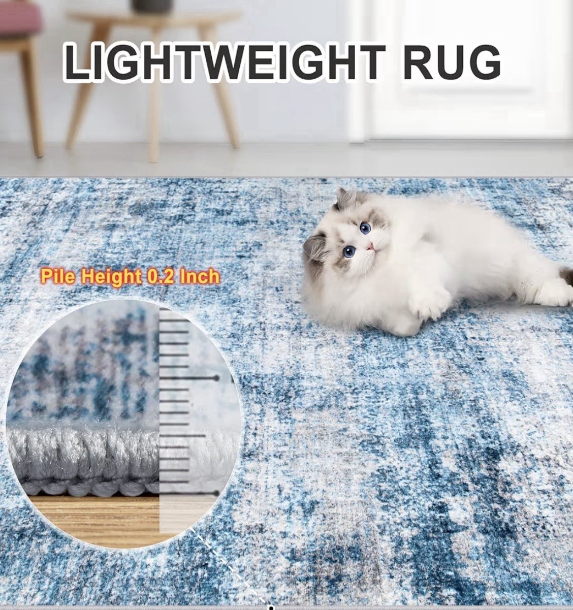 Area Rugs 4×6 ft (48*72 in) Washable Modern Abstract Soft Neutral NonSlip Carpet