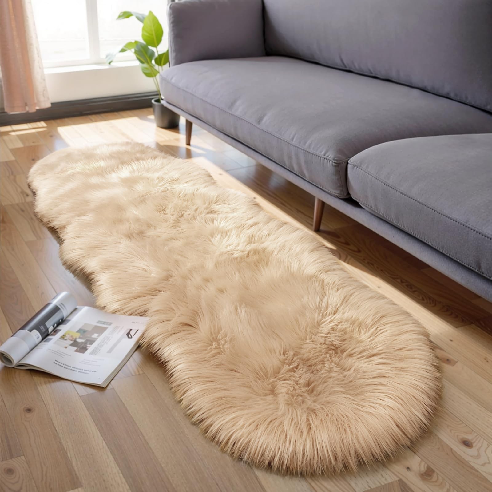 Ultra Soft Faux Sheepskin Fur Rug Fluffy Rug for Bedroom Fuzzy Carpet for Liv…