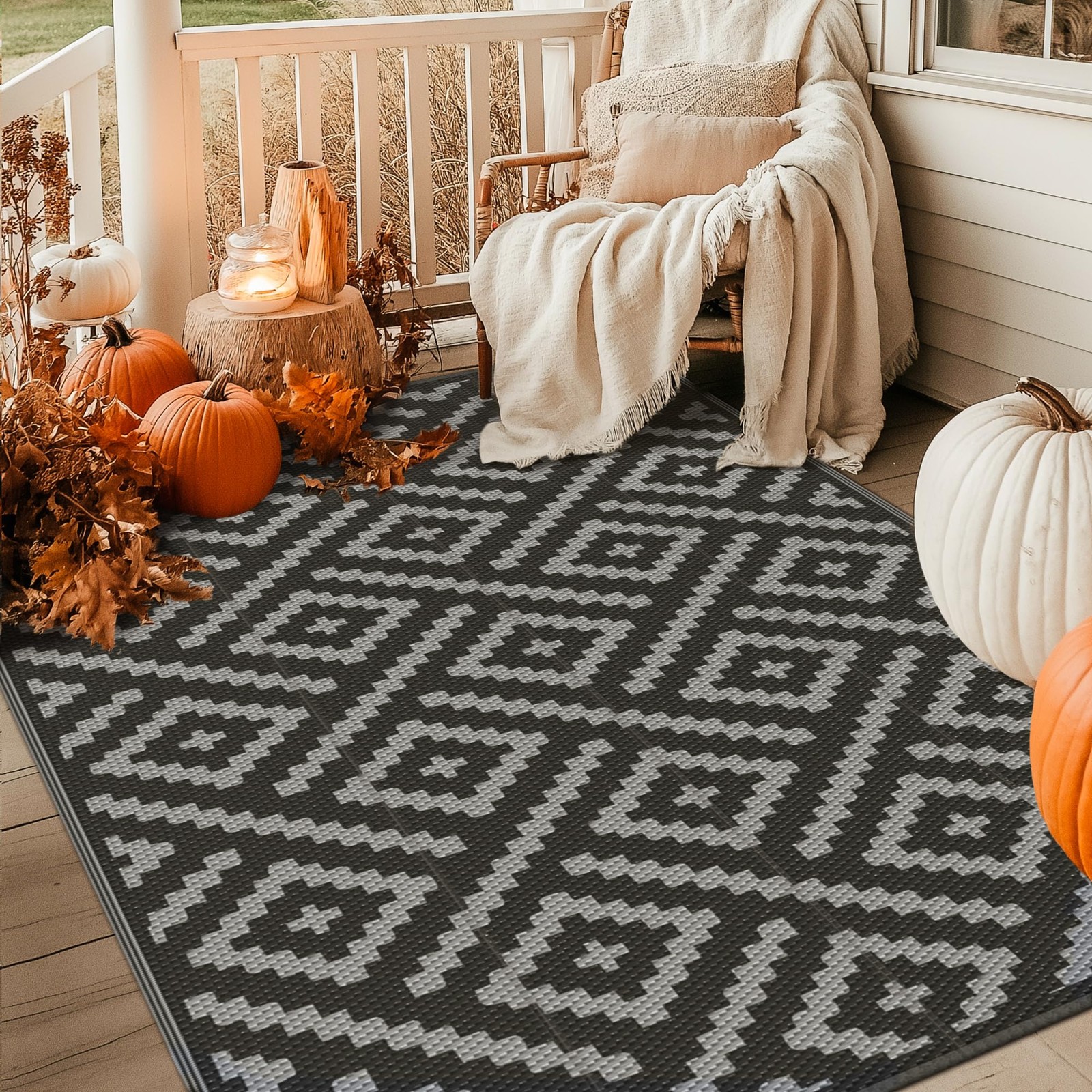 Outdoor Patio Rug 5×8 Waterproof Mat RV Camping Deck Camper Balcony Backyard Pla