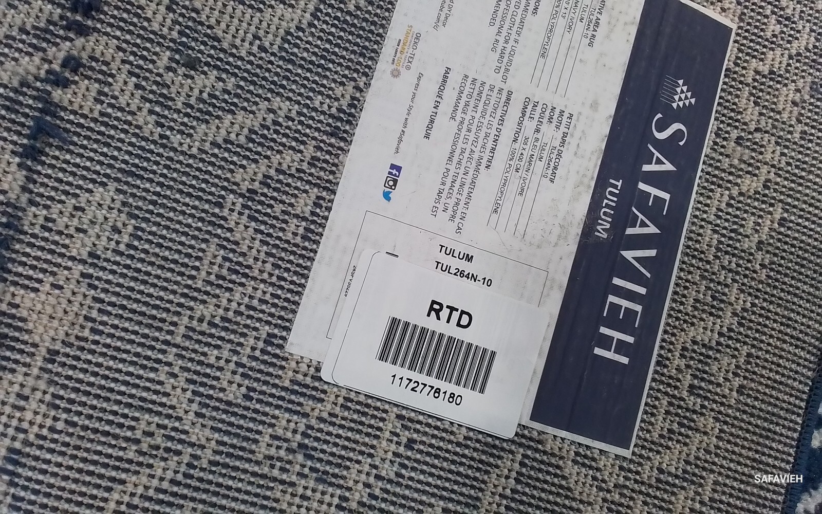 NAVY / IVORY 10′-0″ x 13′-0″ Back Stain Rug, Reduced Price 1172776180 TUL264N-10