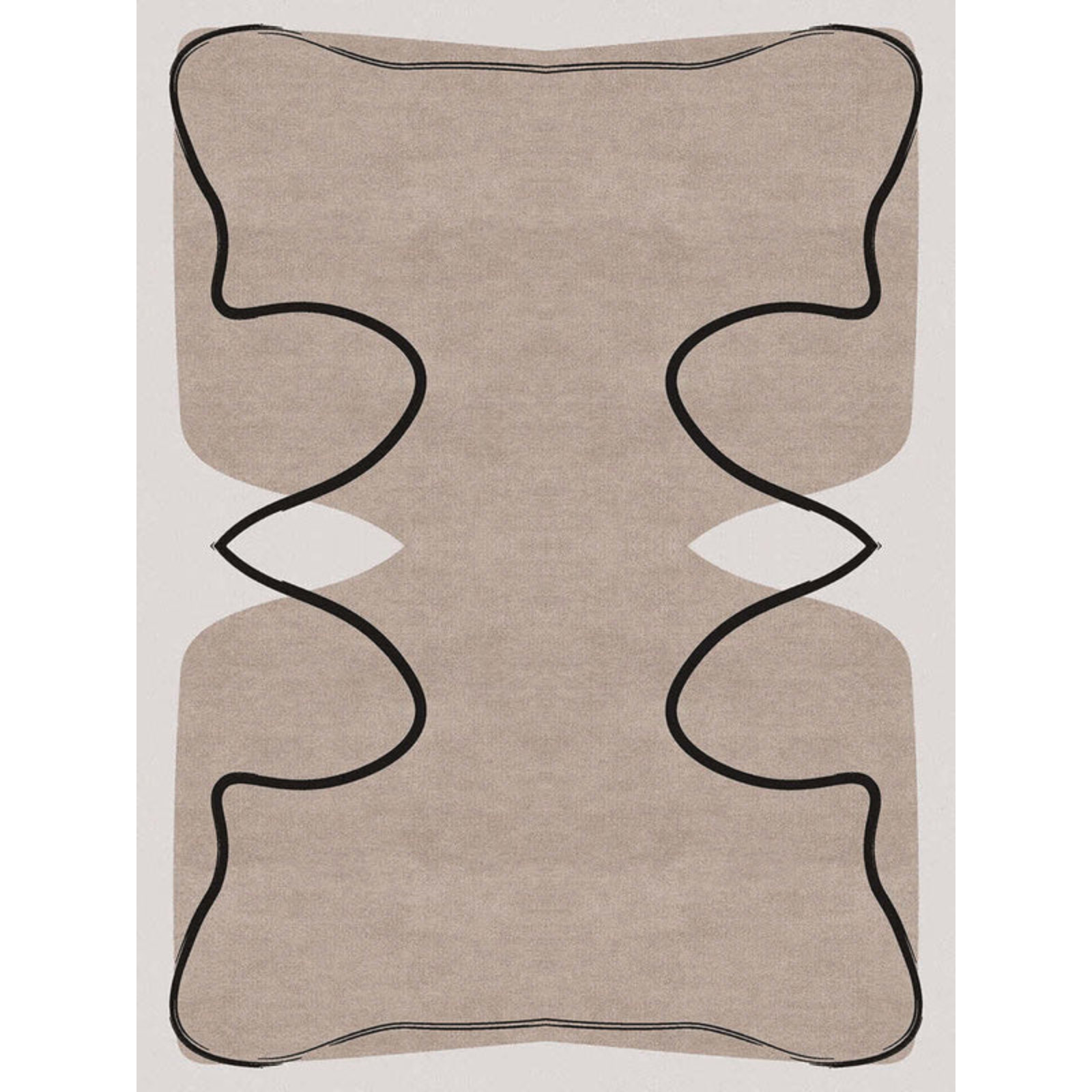 Handmade Tufted Wool Area Rug Beige Black Abstract Modern Carpet Living Room Rug