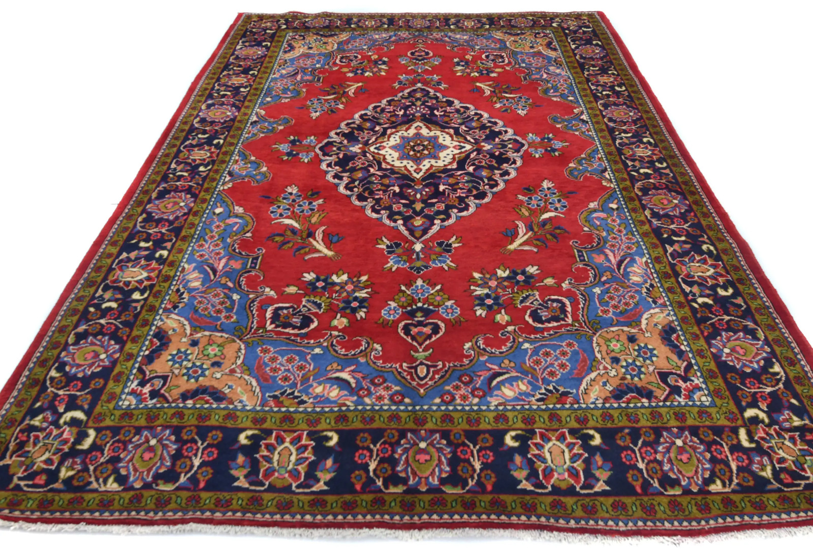 Large Handmade Vintage Oriental Wool Rug 7X10 ft Floral Classic Design Carpet