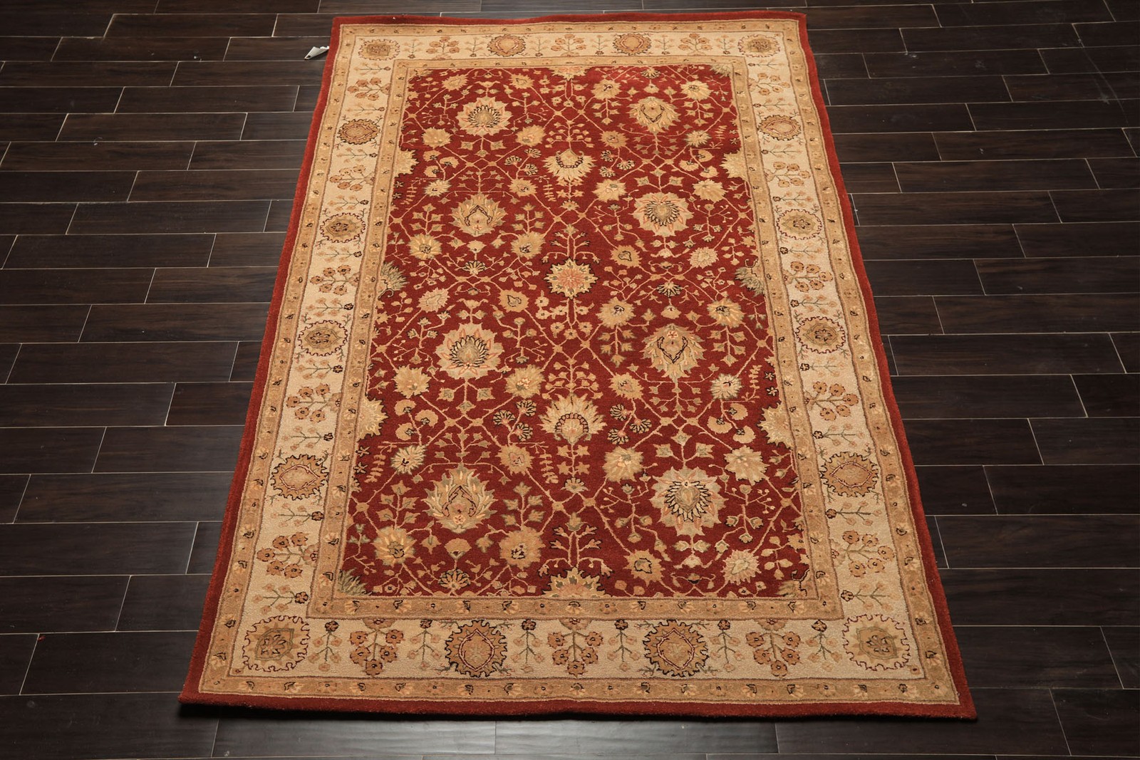 5’6”x8’6” Hand Tufted Wool & Silk Burnt Orange Traditional Plush Pile Rust Rug