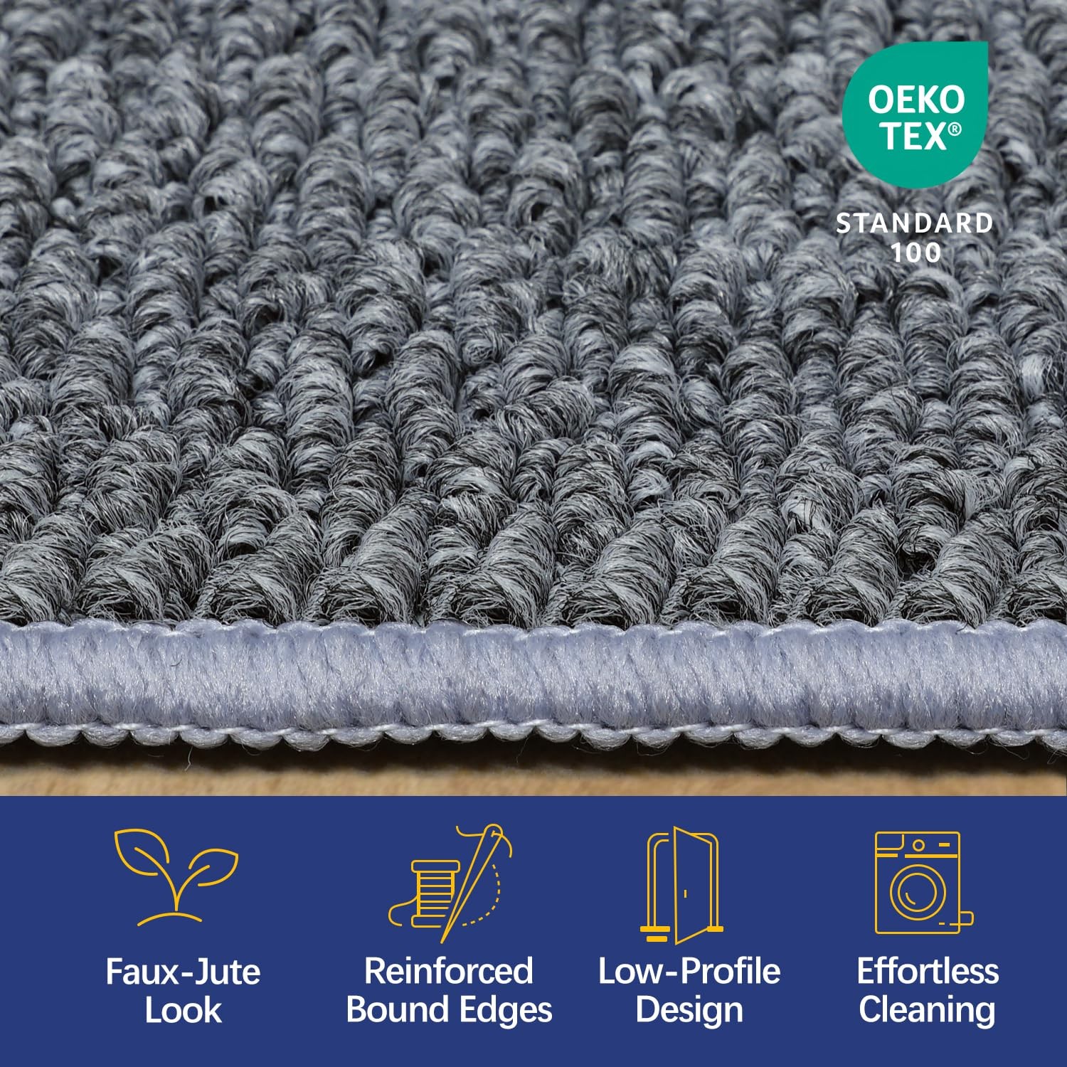 J Rombol Faux Jute Rug 5’x7′ Grey Washable