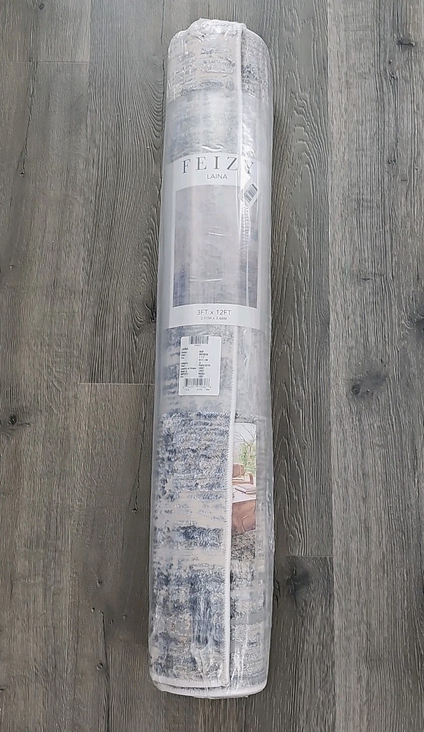 Turkish Rug Feizy LAINA Rug Runner BEIGE/GREY 3ft X 12ft NEW (MSRP $359)