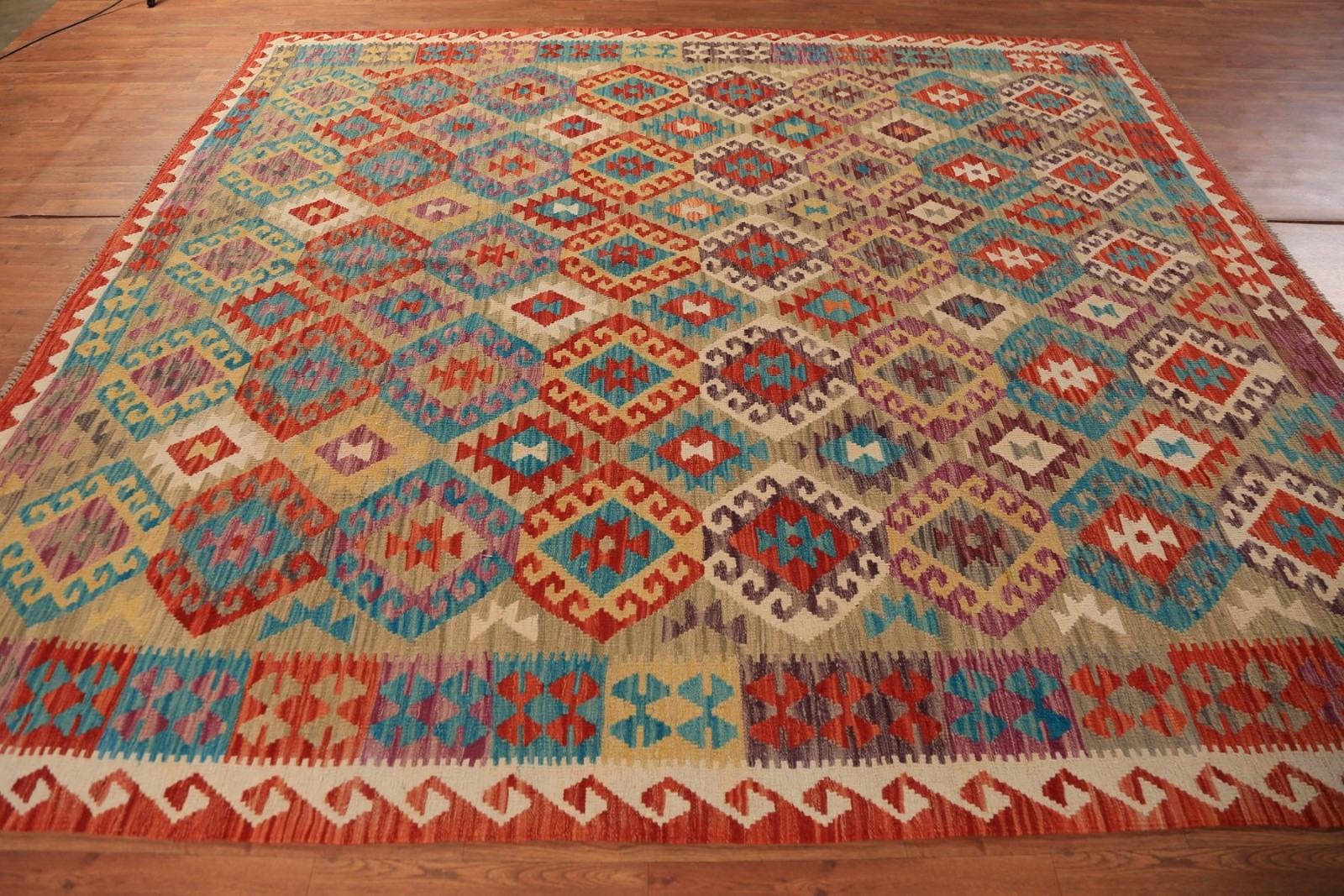 South-western Kilim Oriental Area Rug 8×10 Colorful Hand-woven Room Size Carpet