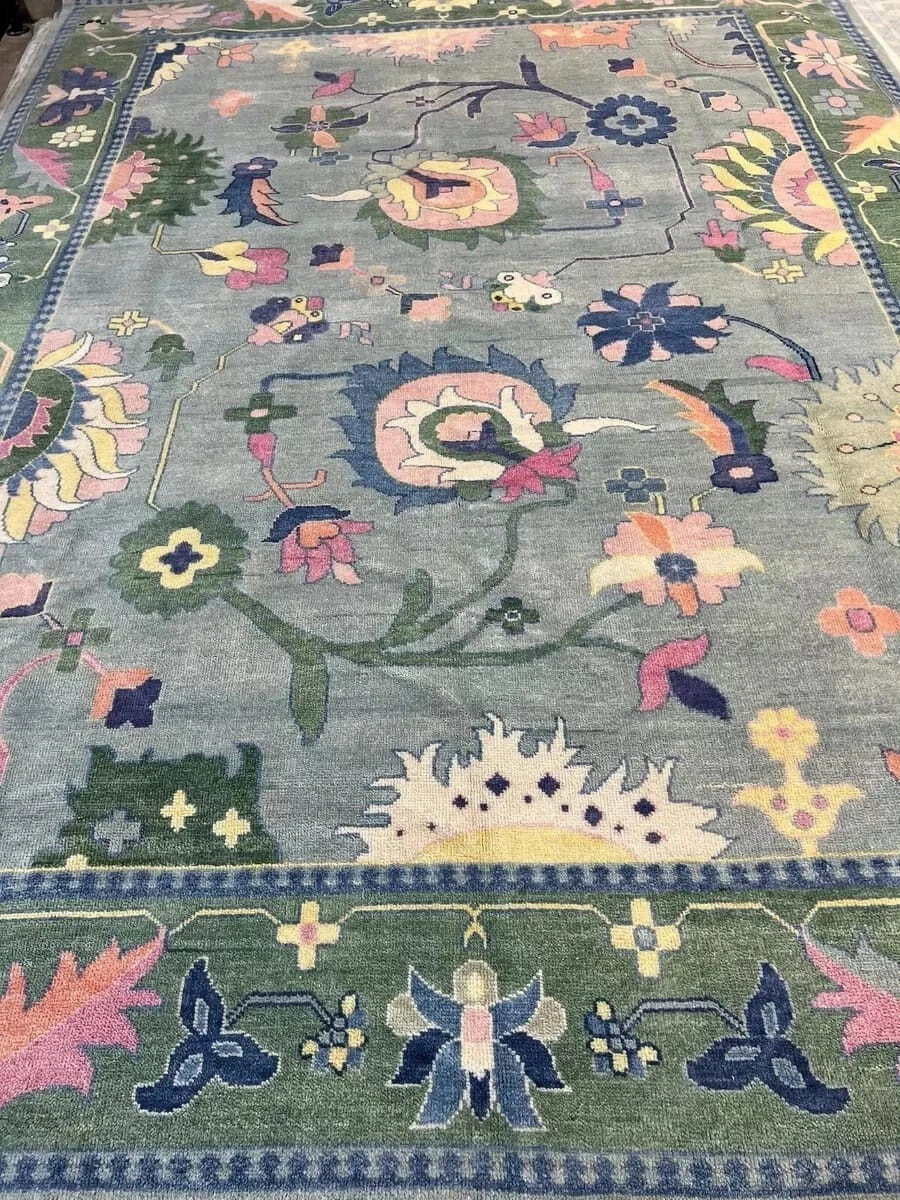 Transitional Floral Oushak Hand Knotted Turkish Wool Area Rug 8×11 9×12 10×14 ft