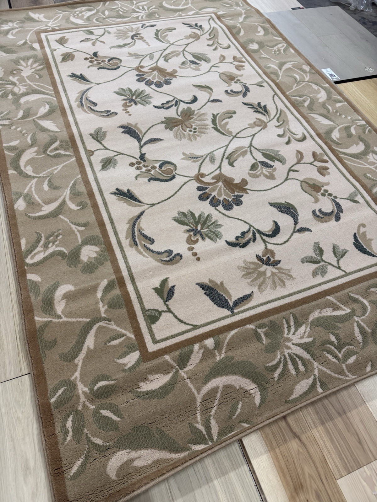 Karastan Veranda Collection-Mariposa Ivory 5’2×7’10 100% wool area rug ::NEW::