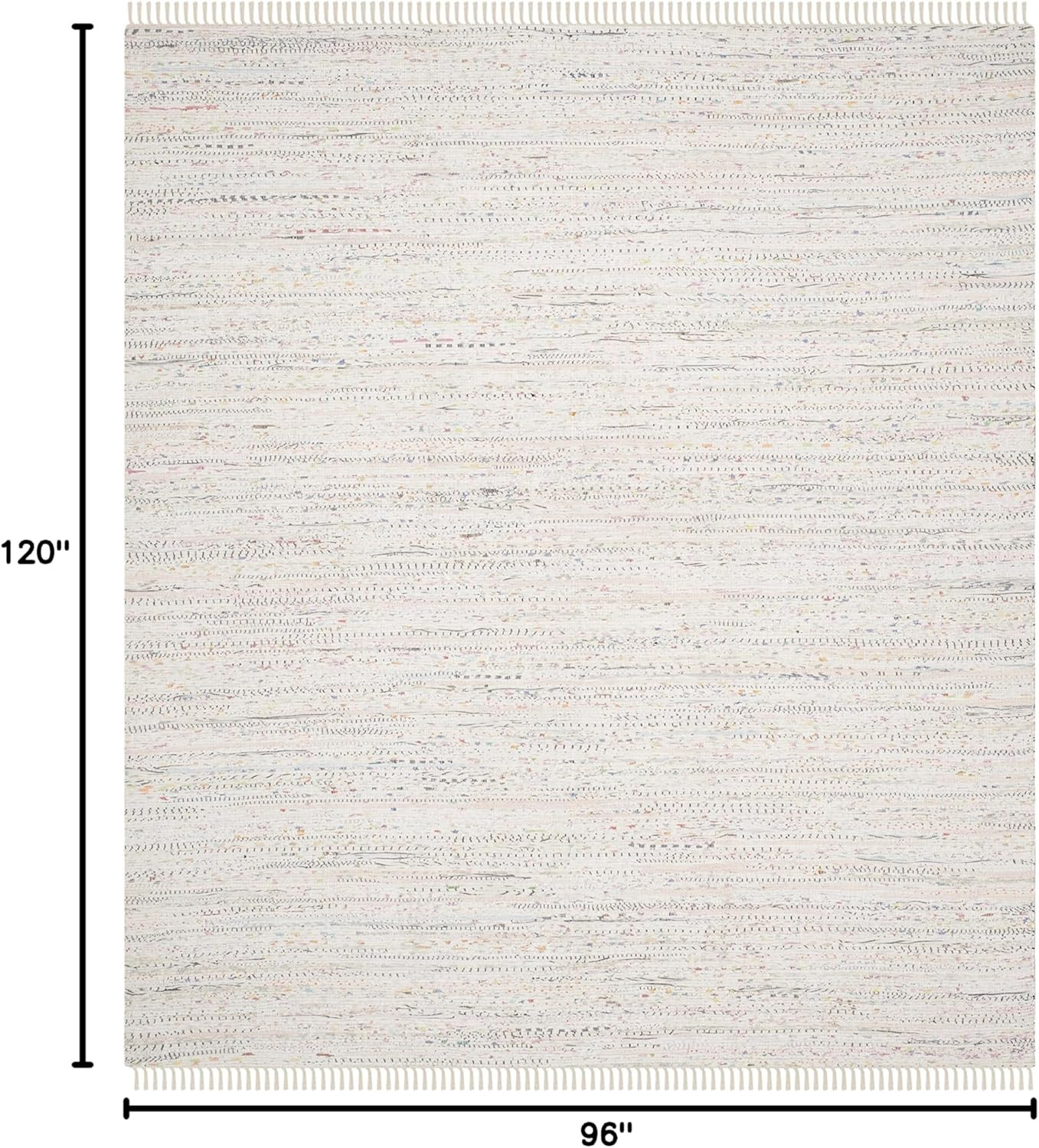Handmade Boho Stripe Rag Rug 8′ x 10′ – Ivory & Multi for High Traffic Areas