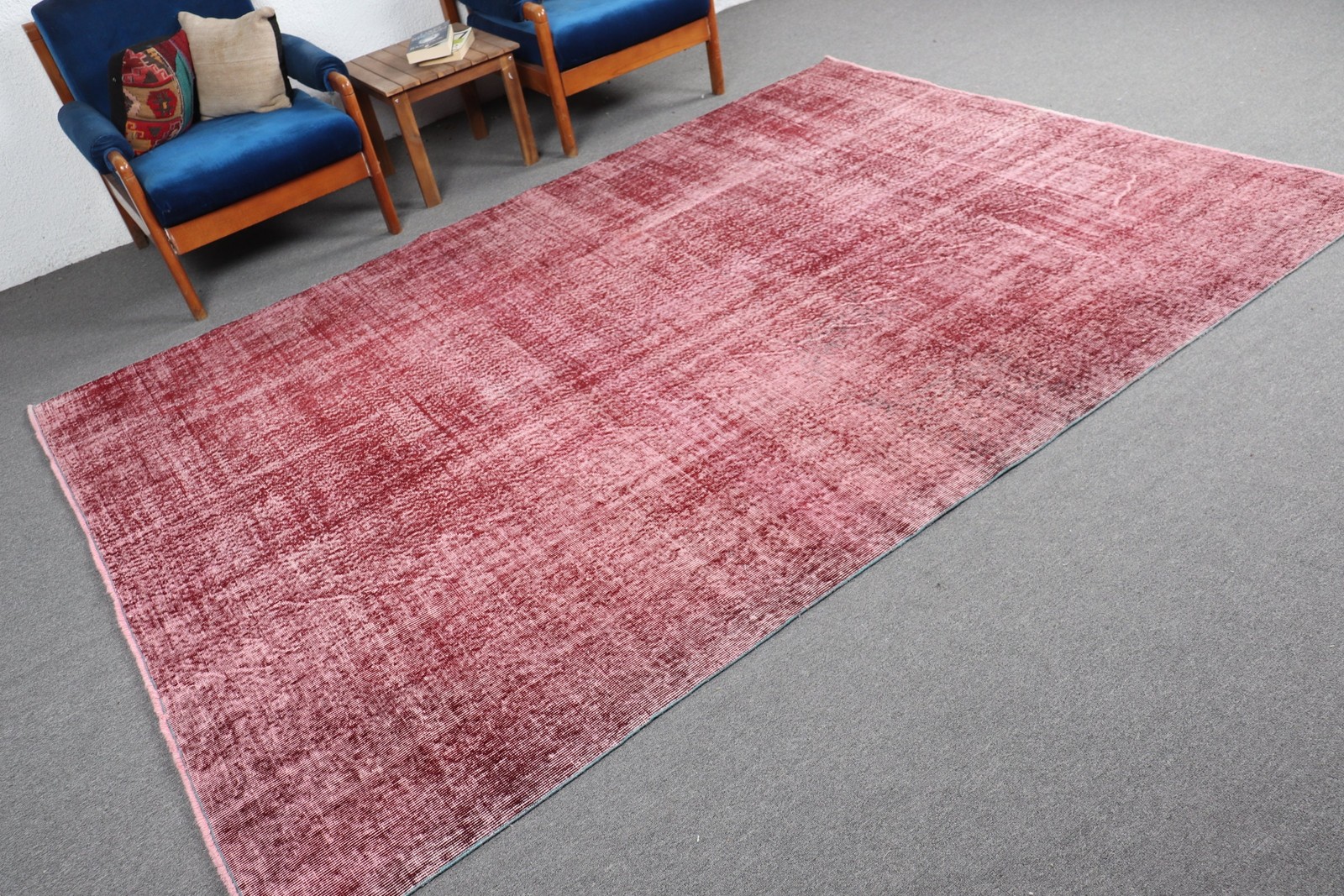 6,6×9,4 ft Turkish Rug, Rug Rug, Red Polka dot Rug Wool