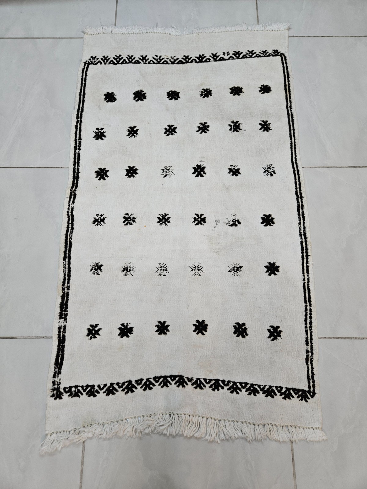 2.1 x 3.6 ft Turkish Kilim Rug, Black Vintage Rug, White Handmade Anatolian Rug