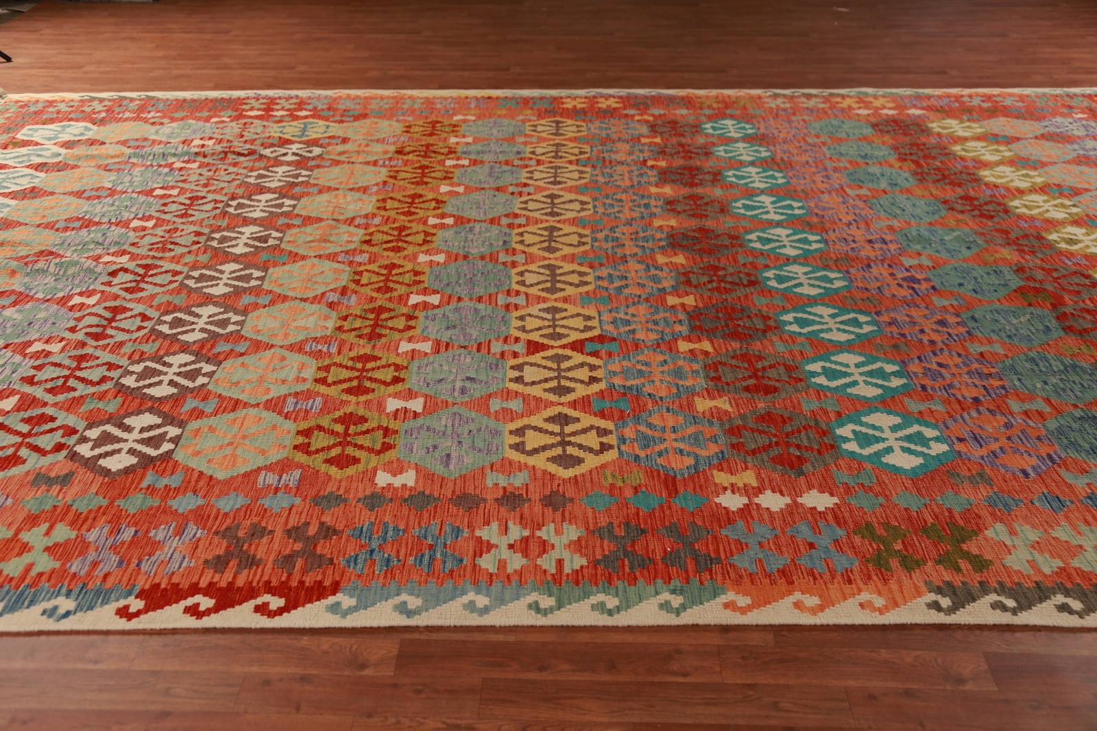South-western Kilim Palace Size Rug 10×16 Geometric Wool Oriental Reversible Rug