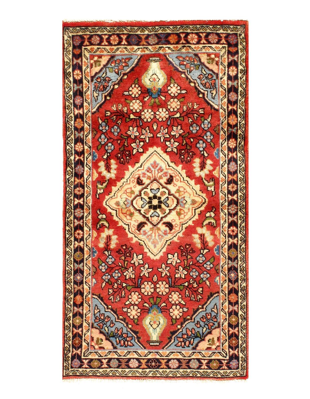 Red Traditional Hand-Knotted Wool Rug – 2’4″ x 4’6″