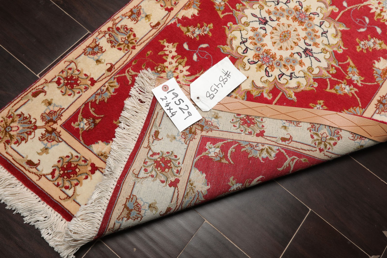 2’4”x4′ Hand Knotted Wool & Silk Rose Tabrizz Traditional 300 KPSI Rug