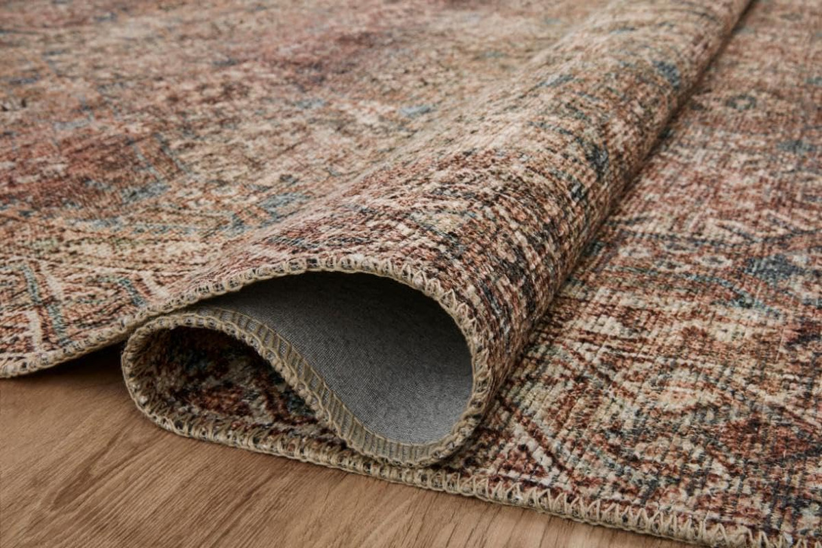 Loloi Billie Collection Aqua & Rust 6′ x 9′ Area Rug – Distressed Home Decor