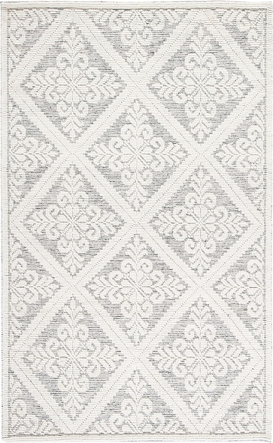 Vermont Handmade Wool Area Rug 6′ x 9′ – Ivory & Grey for High Traffic Areas
