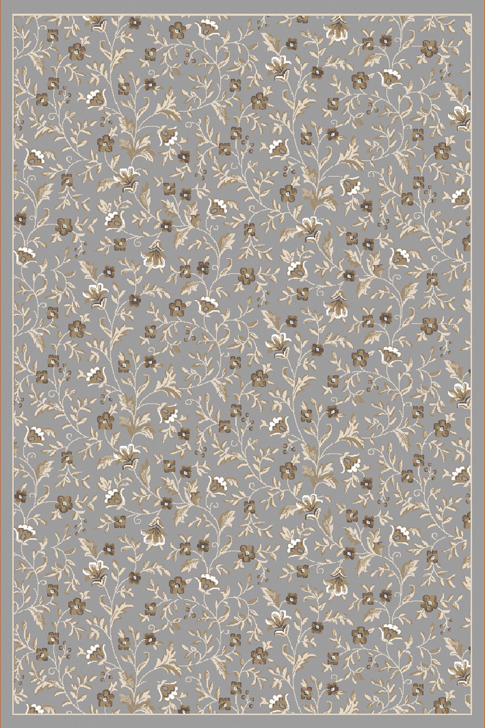5×5 Radici Grey Bordered Leaves Vines Area Rug Round 6674 – Aprx 5′ 3″ x 5′ 3″