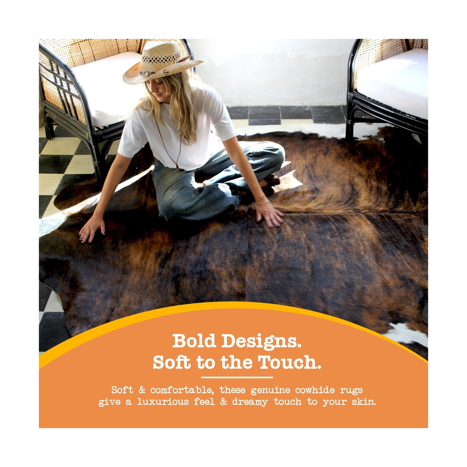 Genuine Cowhide Rug – Natural Leather Hide Rugs for Living Room & Area Rug fo…