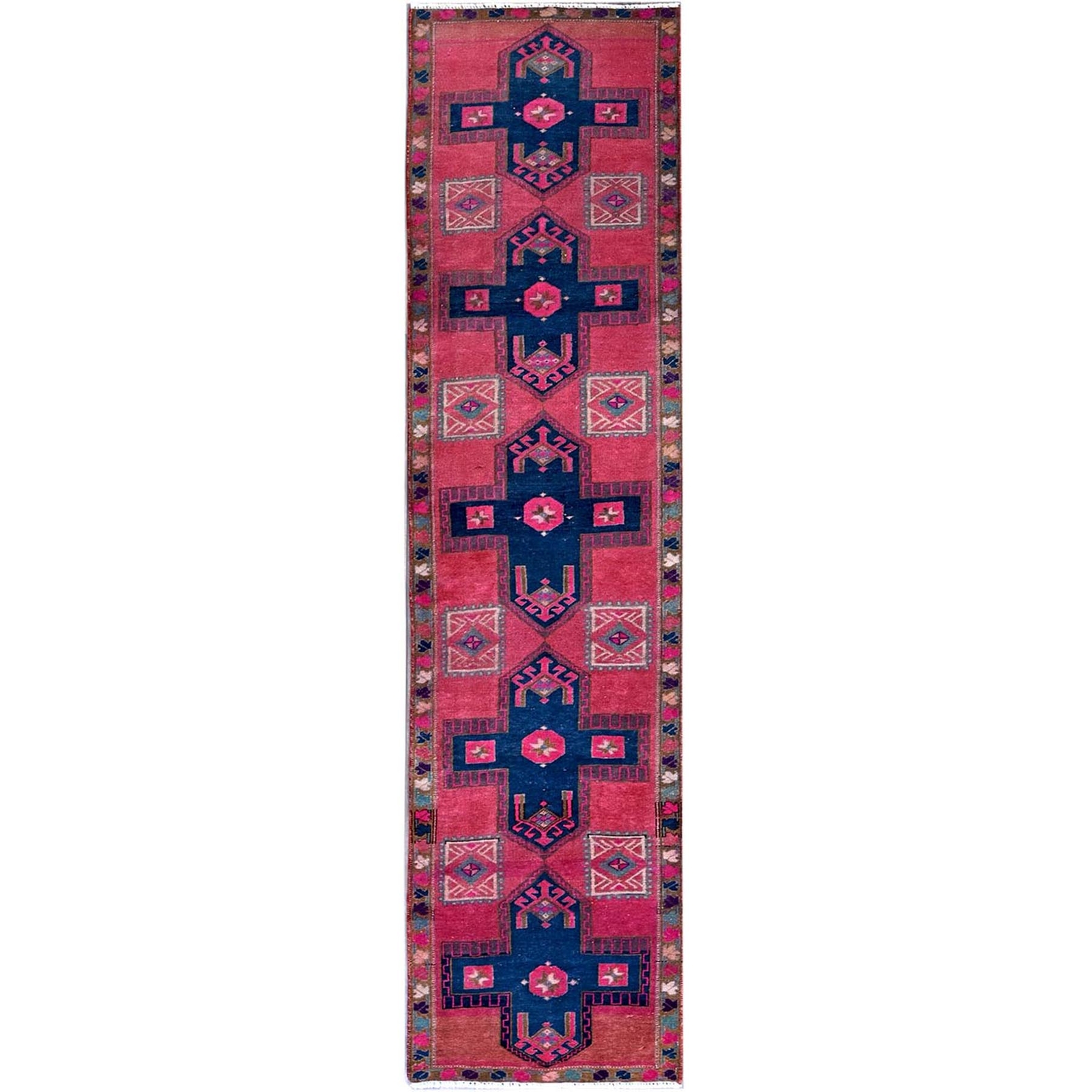 2’5″x9’10” Overdyed Pink Northwest Zoroastrian Wool Hand Knotted Runner Rug R651