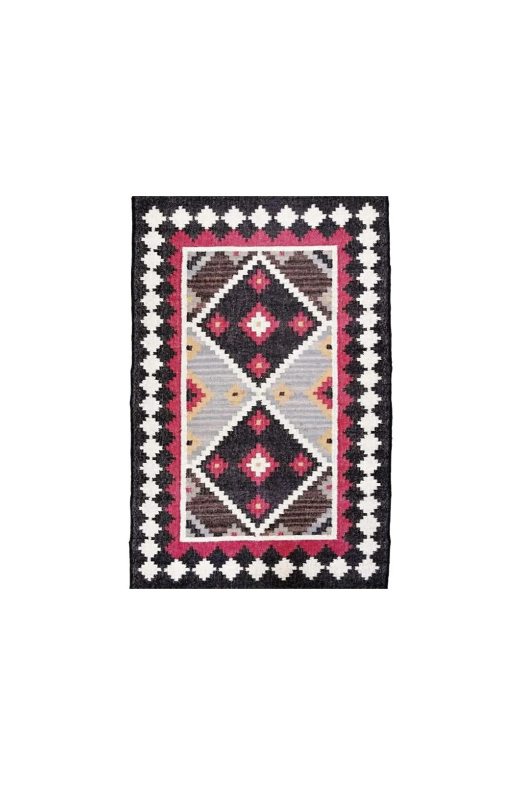 Hand Knotted Wool Jute Kilim Rug Color Black White Red Handmade Carpet Rug