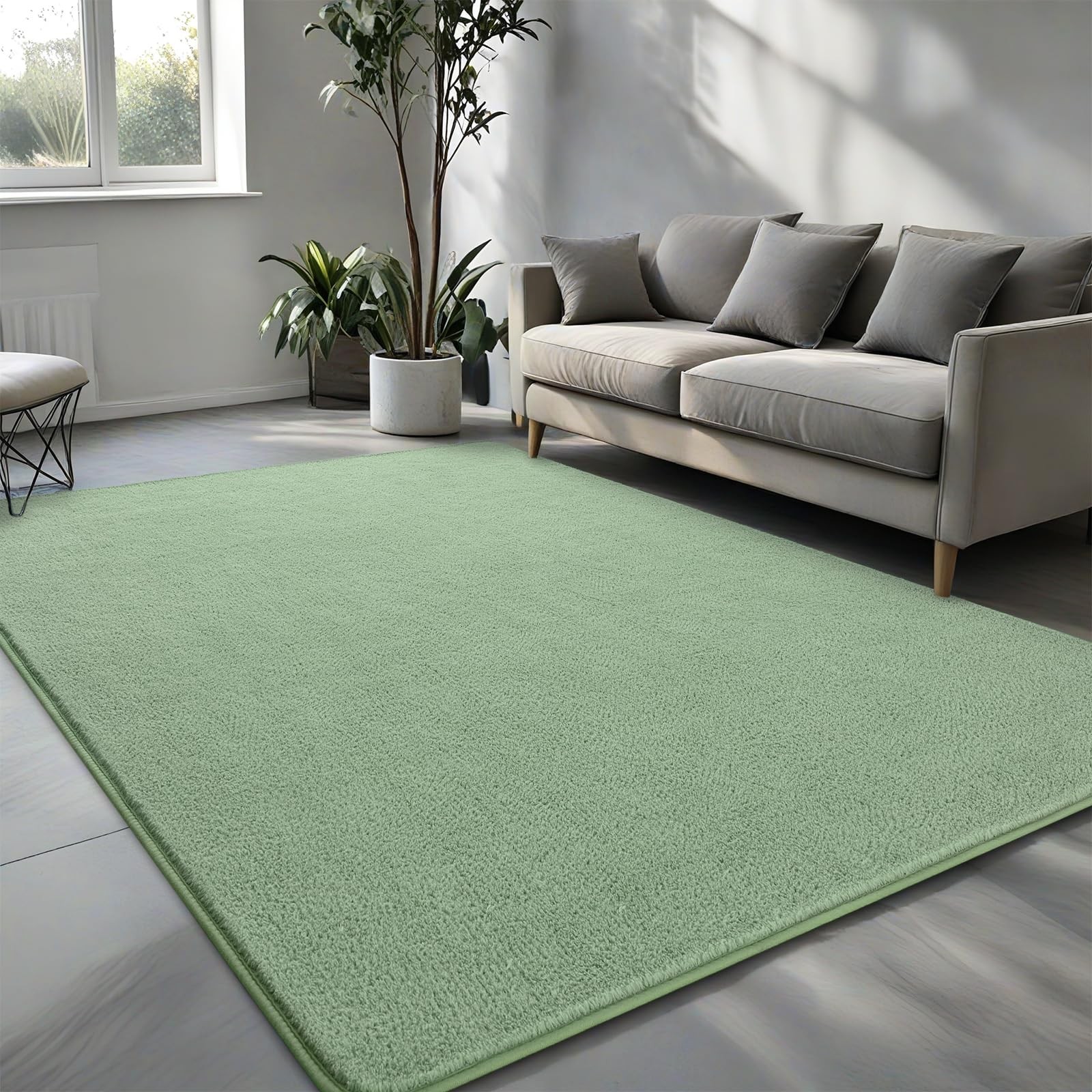 5×7 ft Light Green Area Rugs for Bedroom Living Room, Washable Memory Foam In…