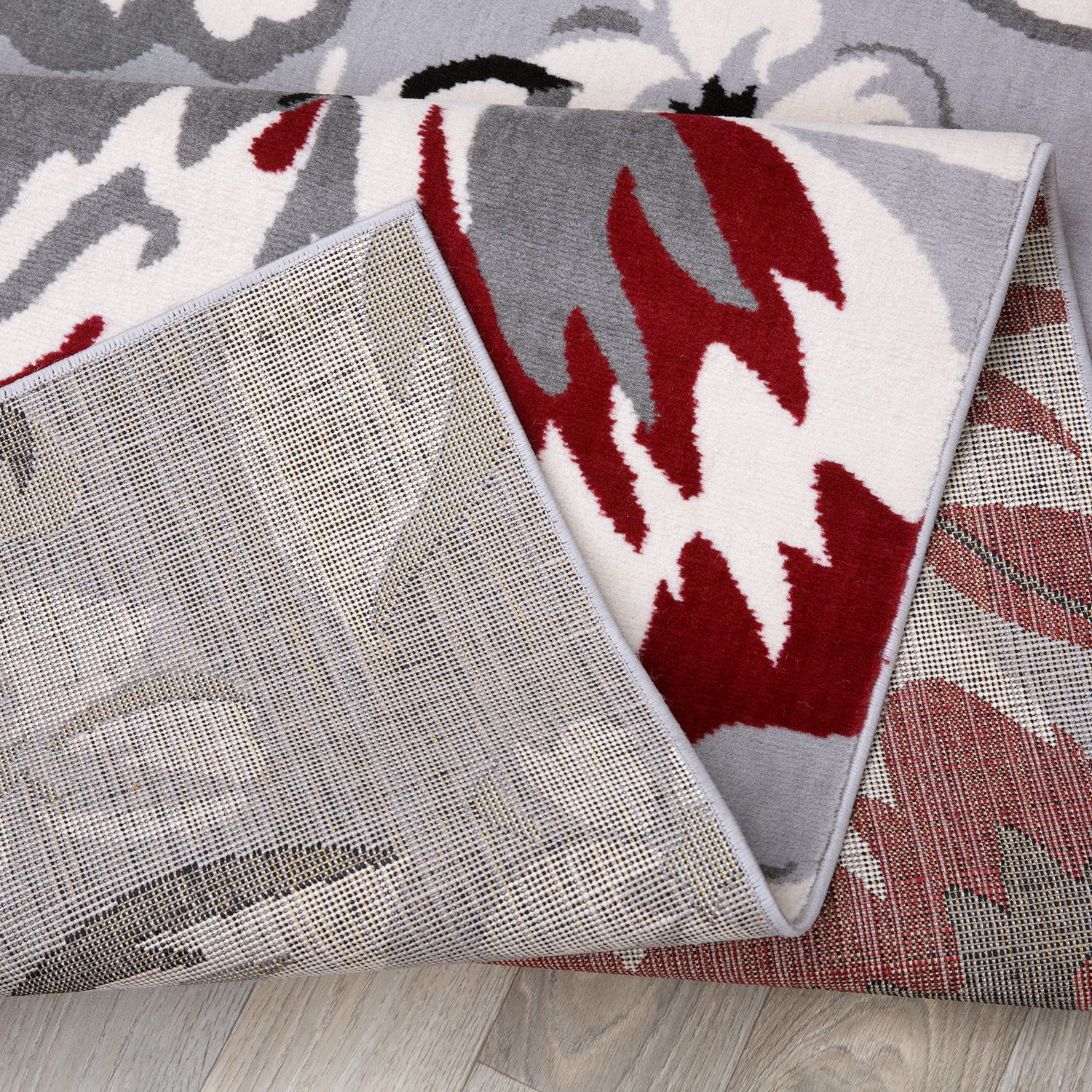 Rugshop Area Carpets Modern Floral Design Polypropylene Rugs Jute Red Rugs 5×7
