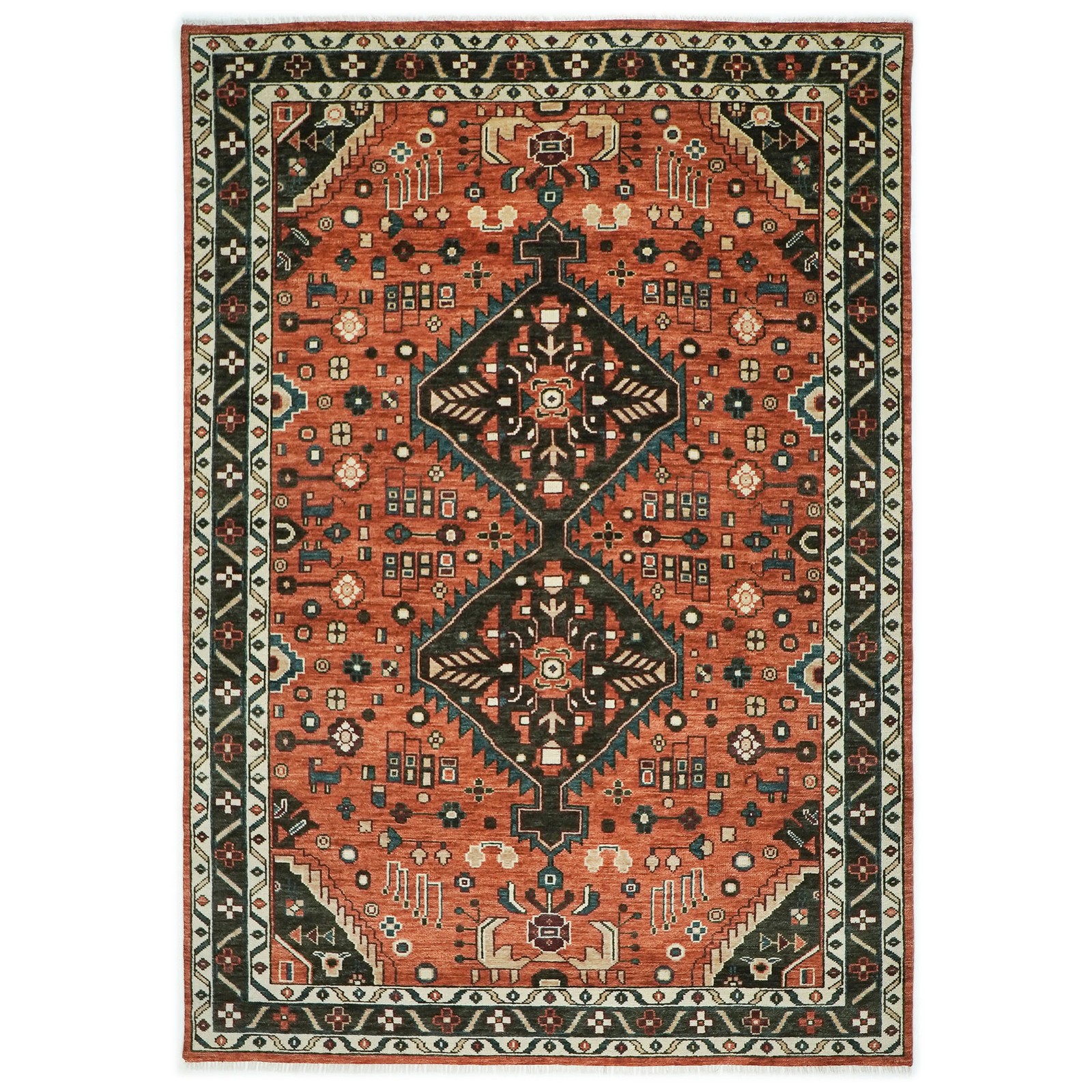 9’11″x14 Hand Knotted Wool Burnt Orange Oushak Southwestern Rug