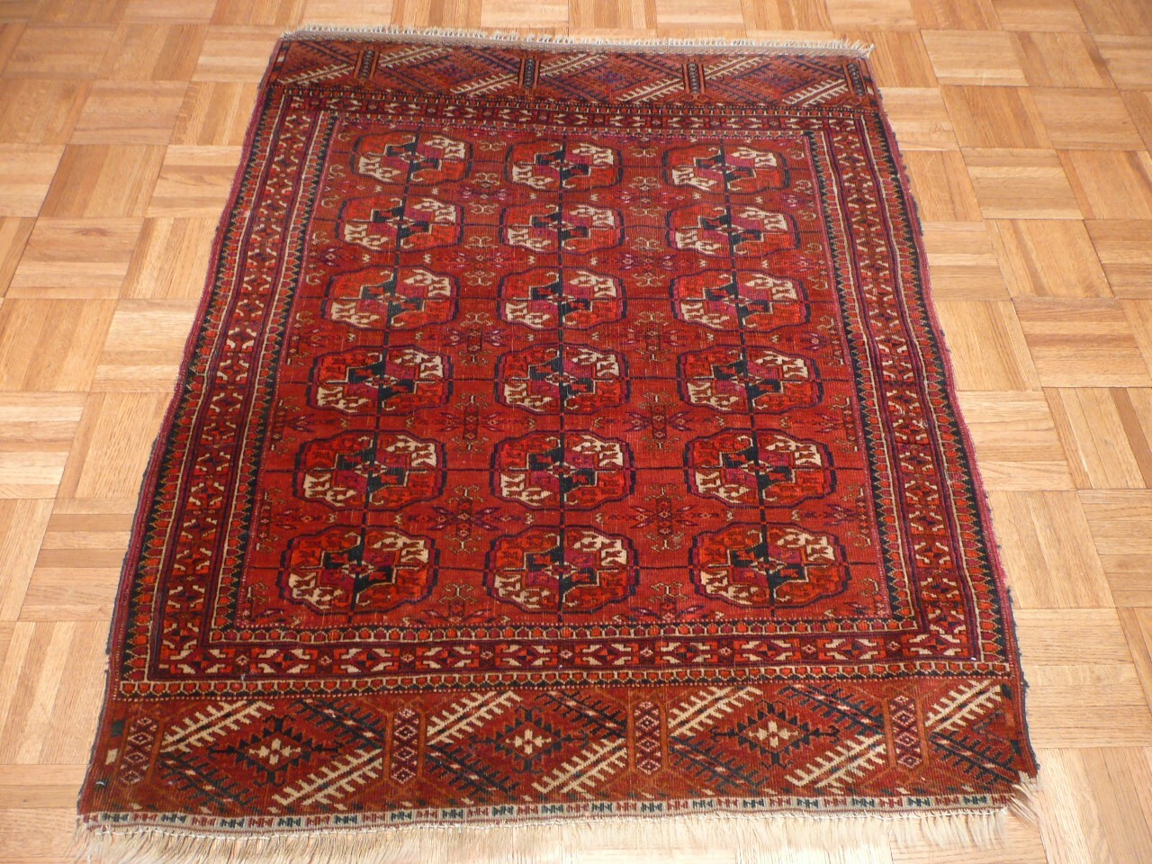 3’2 X 4’2 Hand Knotted Red Antique Fine Bokara Oriental Rug G1914