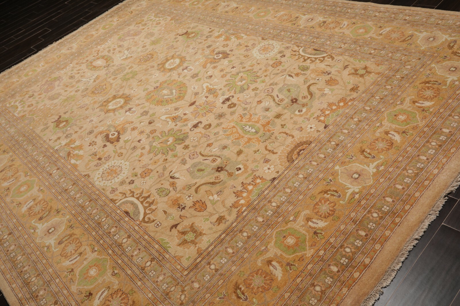 9’4″ x 12’2″ Hand Knotted Wool 16/18 PakPersian 300 KPSI Oriental Area Rug Tan