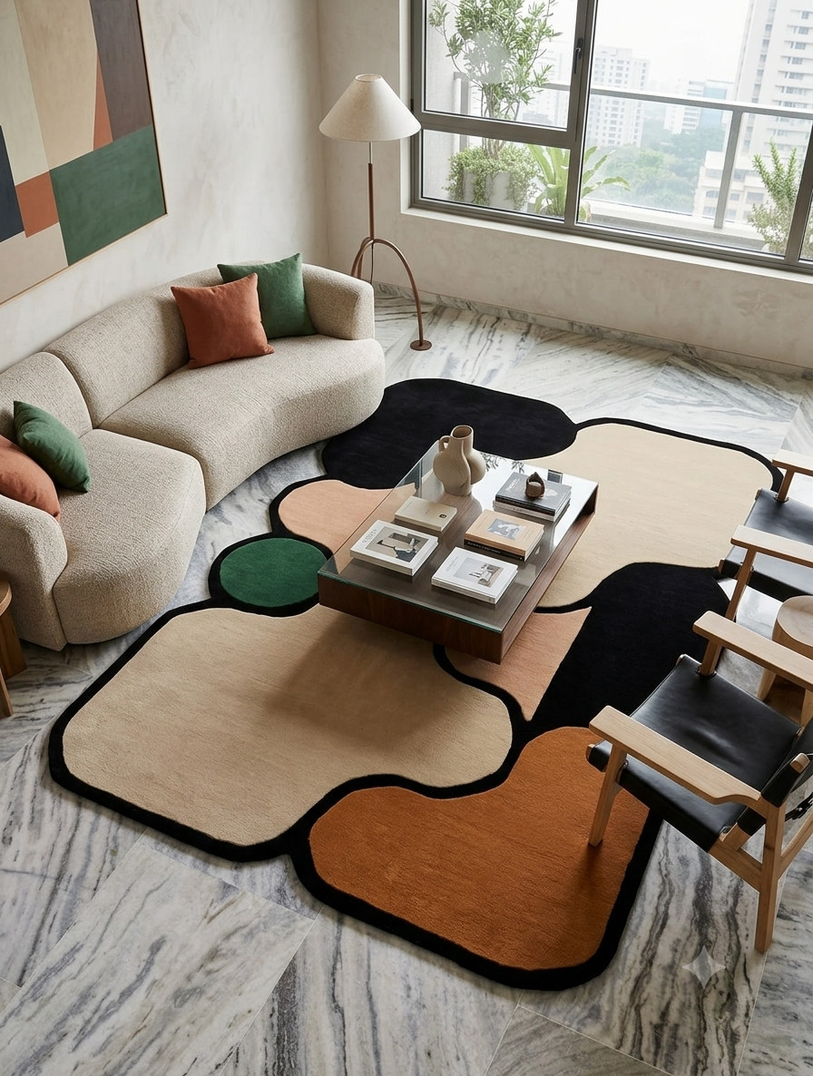 New Modern Hand-Tufted Rug Collection,100% Blended Wool Hand Carved Tufted