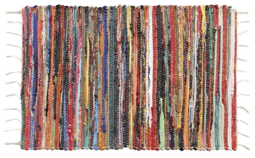 Chindi Hand Woven Cotton Blend Rag Rug 20″x30″ Multi-Color Ships Assorted Colors