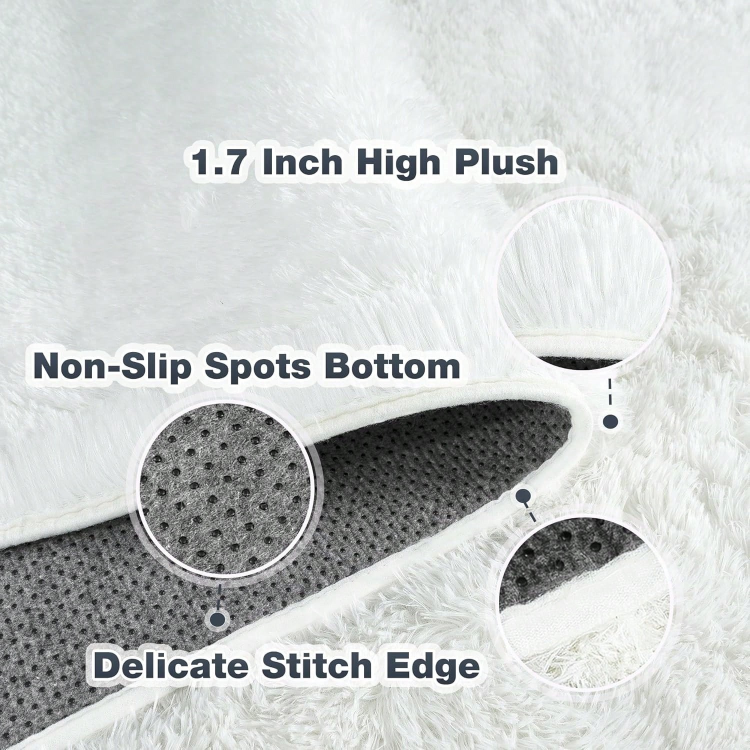Fluffy Shag Area Rug Cream White Soft Fuzzy Carpet Bedroom Living Room All Sizes
