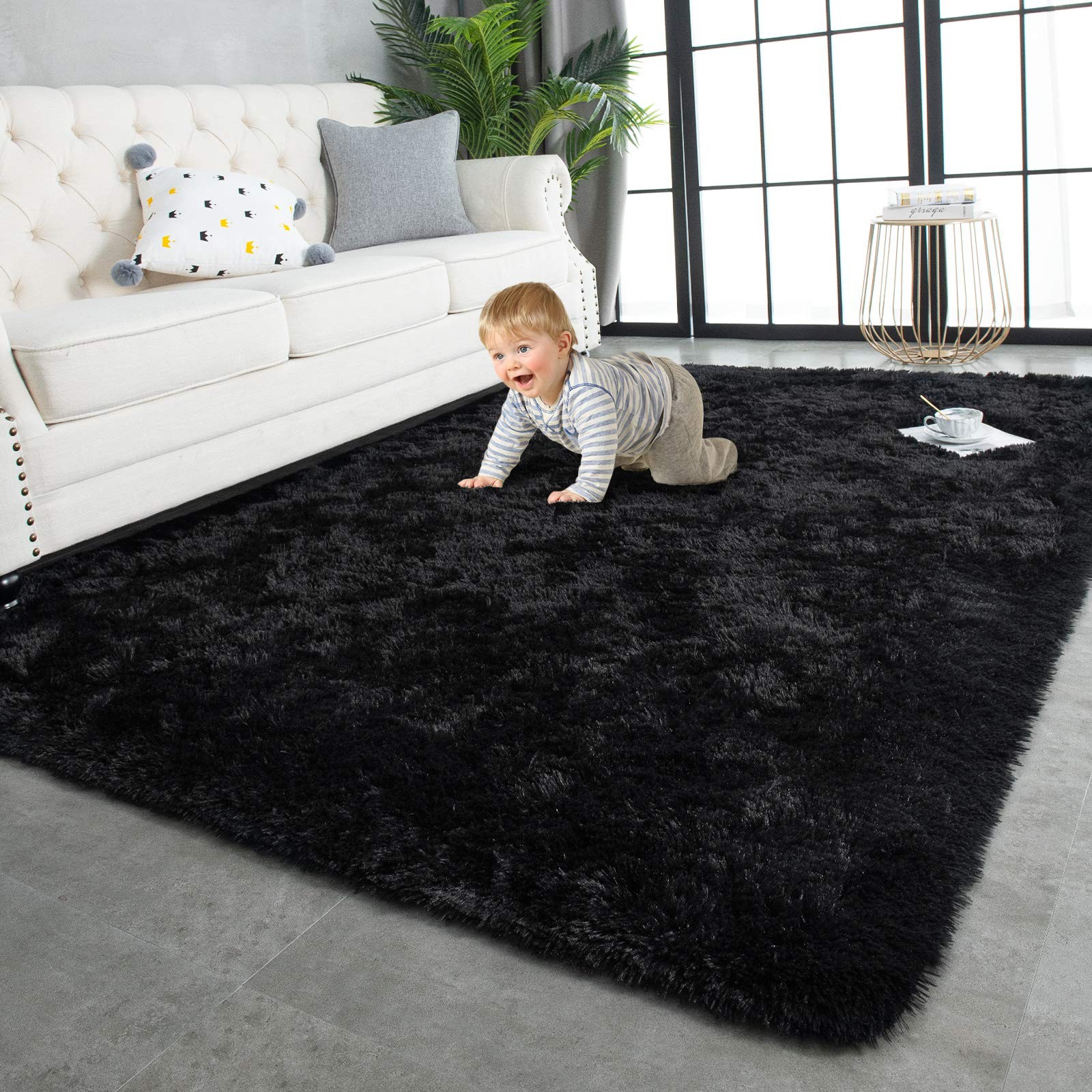Super Soft Shaggy Rugs Fluffy Carpets, 5×8 Feet, Indoor Modern Plush Area Rug…